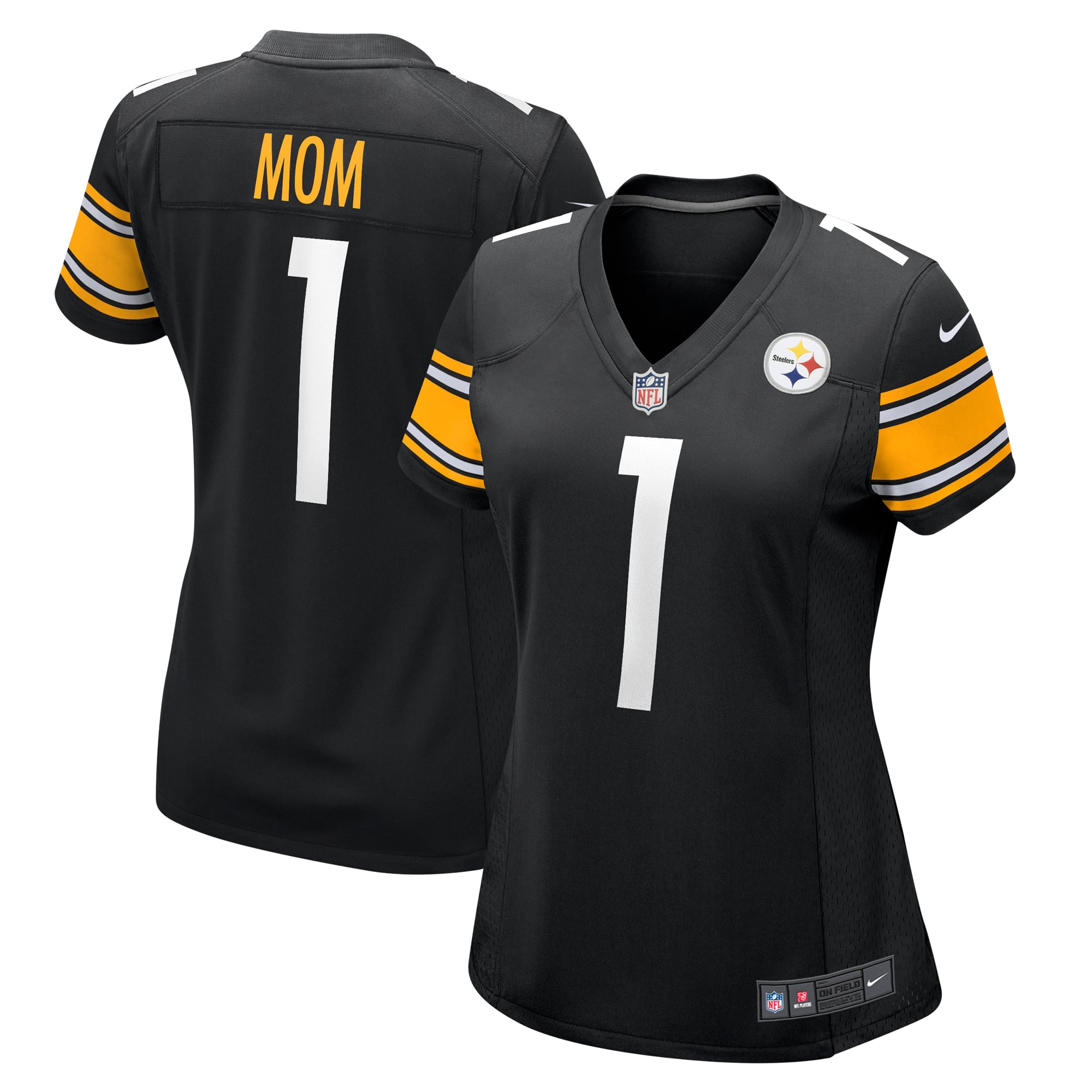 Number 1 Mom Pittsburgh Steelers Women's Game Jersey - Black - Image 2
