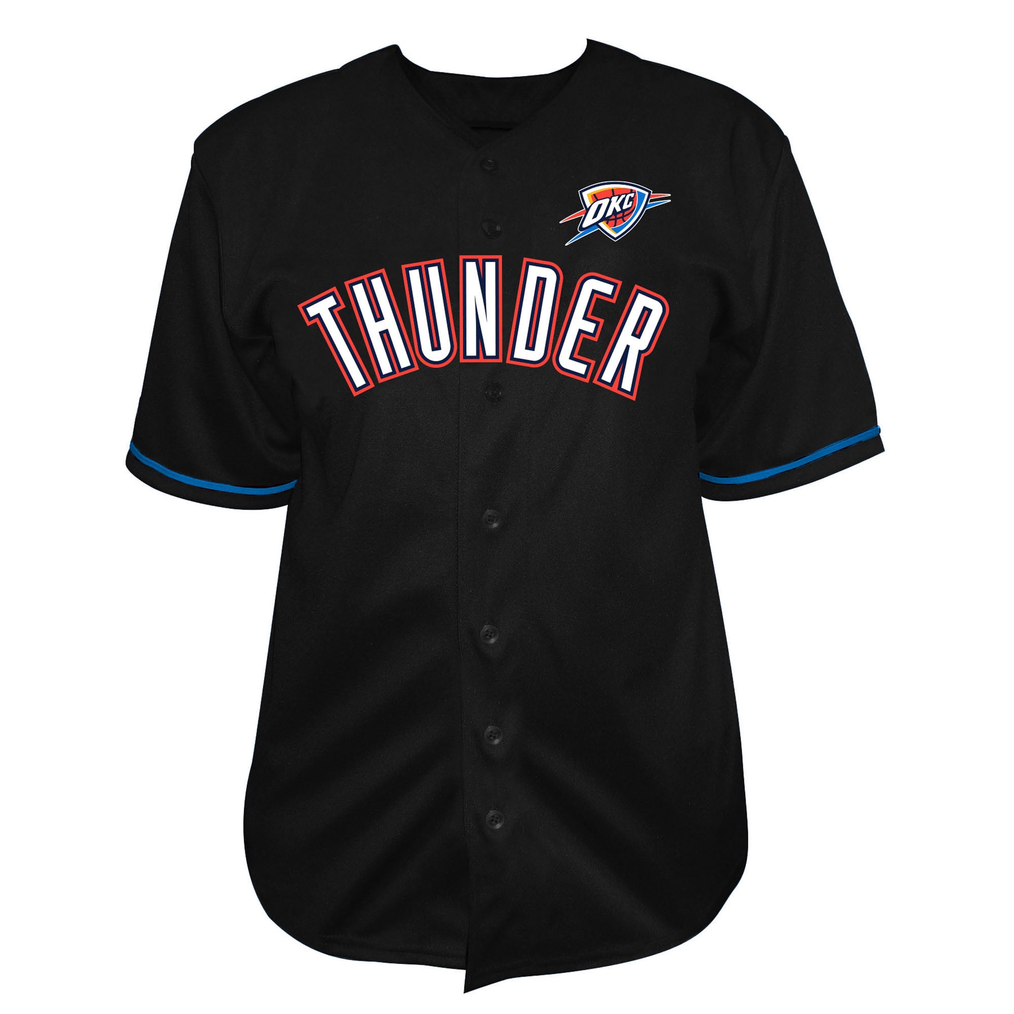 Oklahoma City Thunder Big & Tall Pop Full-Button Jersey - Black - Image 2