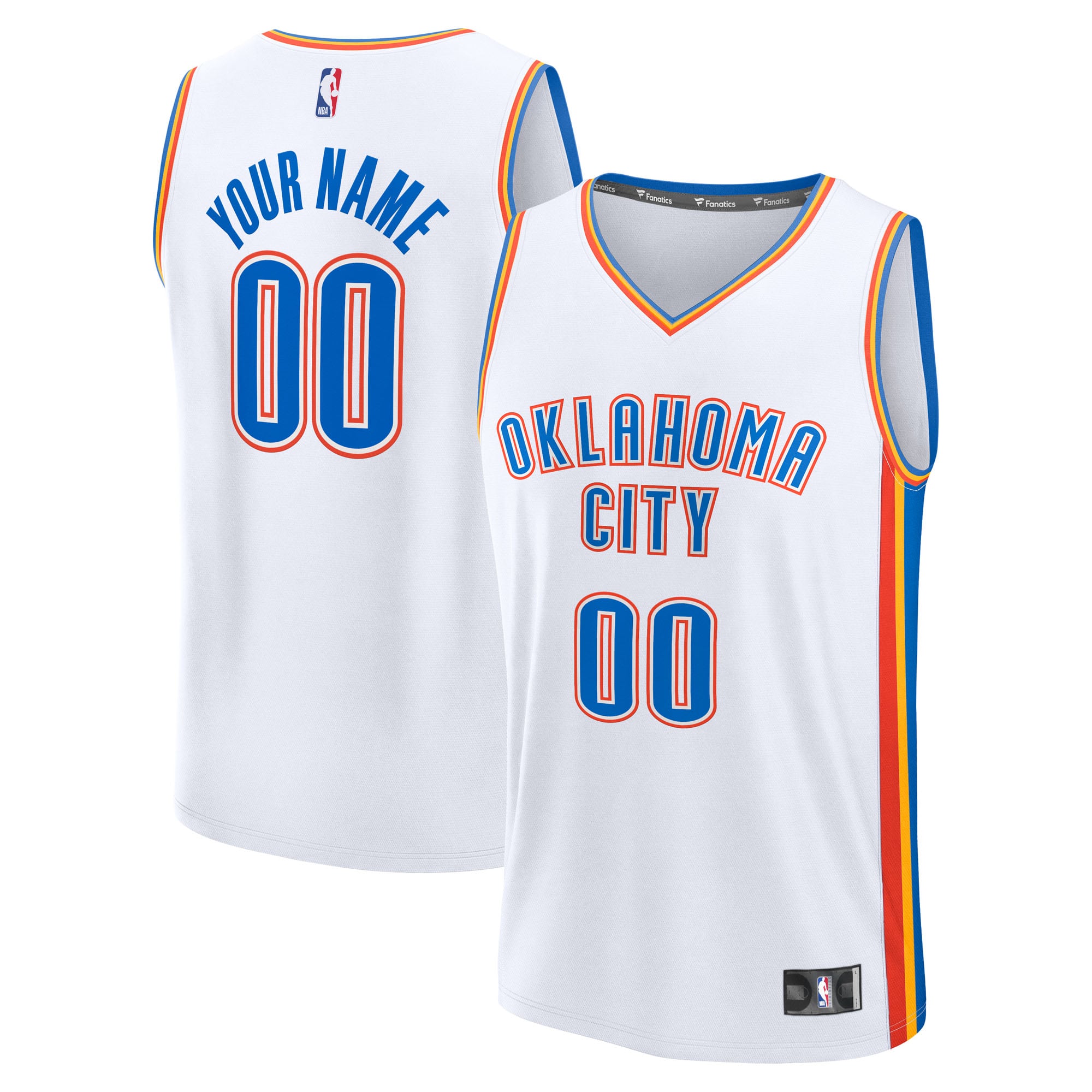 Oklahoma City Thunder Fast Break Custom Jersey - Association Edition - White - Image 2