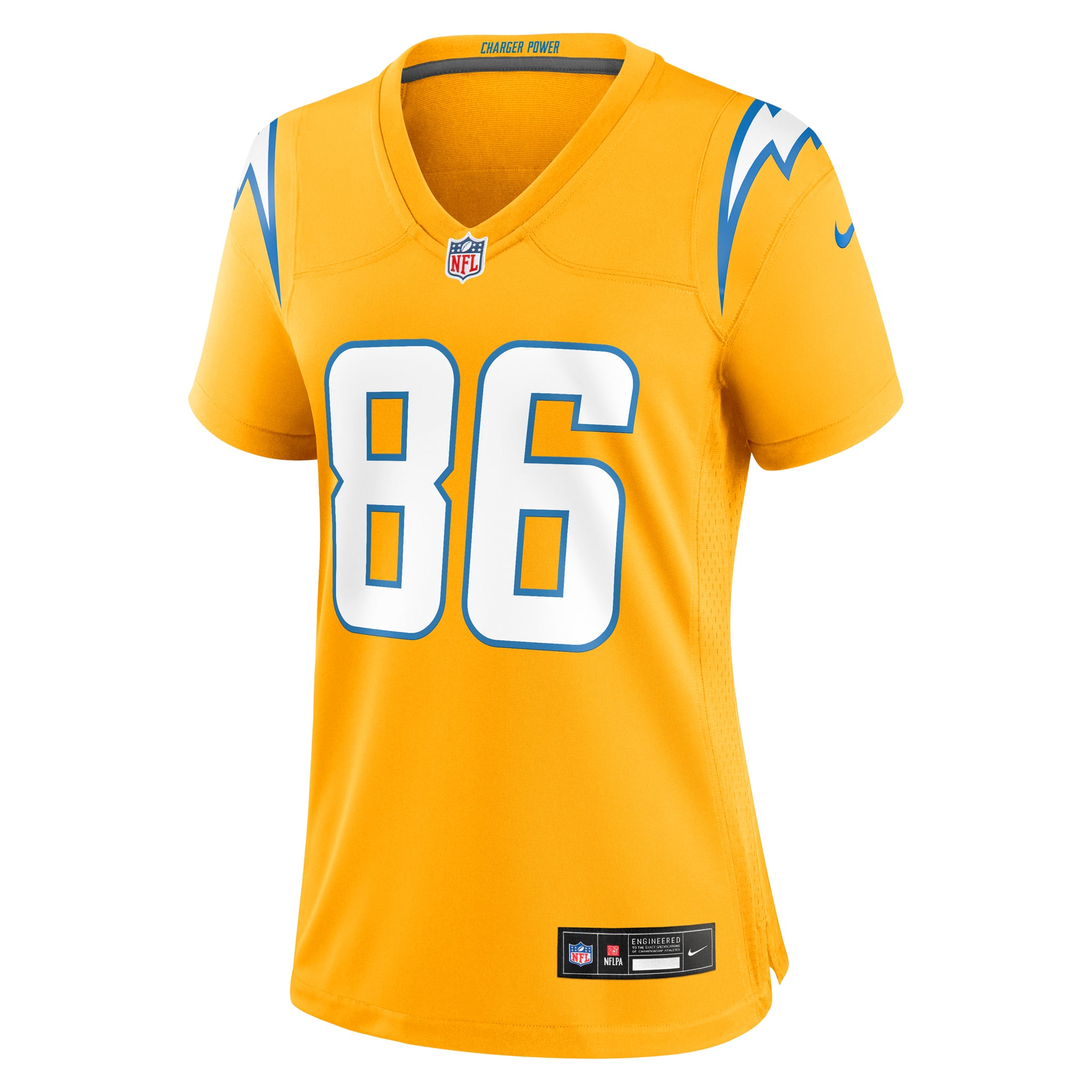 Oronde Gadsden Los Angeles Chargers Women's Team Game Jersey - Powder Blue - Gold - Image 3