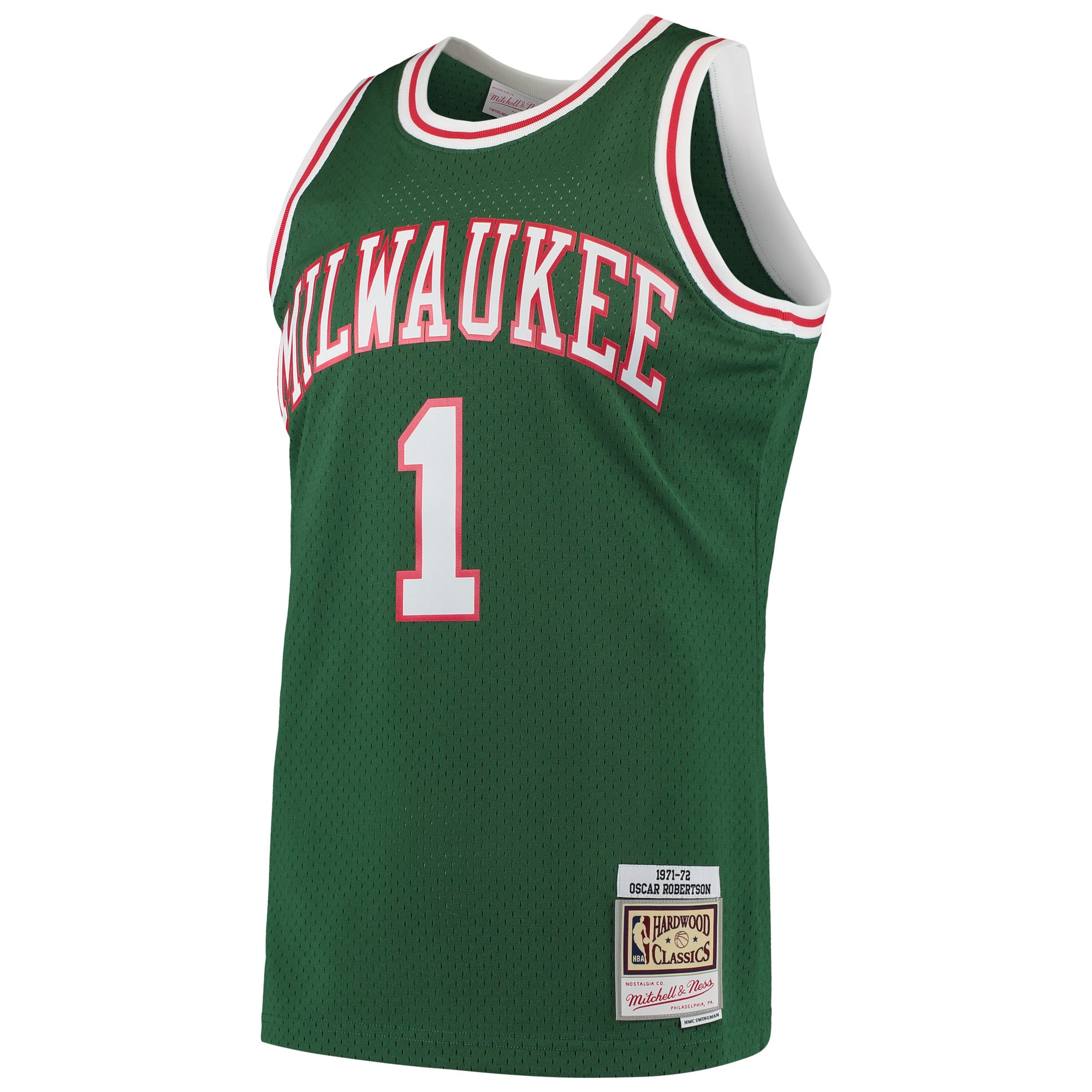 Oscar Robertson Milwaukee Bucks 1971/72 Hardwood Classics Swingman Jersey - Green - Image 3