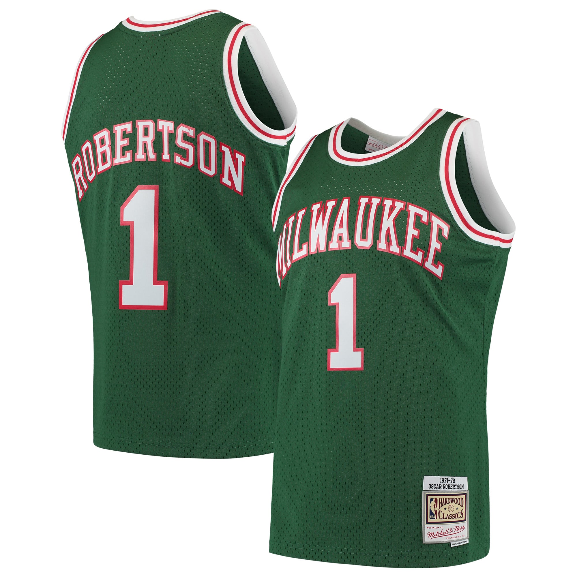 Oscar Robertson Milwaukee Bucks 1971/72 Hardwood Classics Swingman Jersey - Green - Image 2