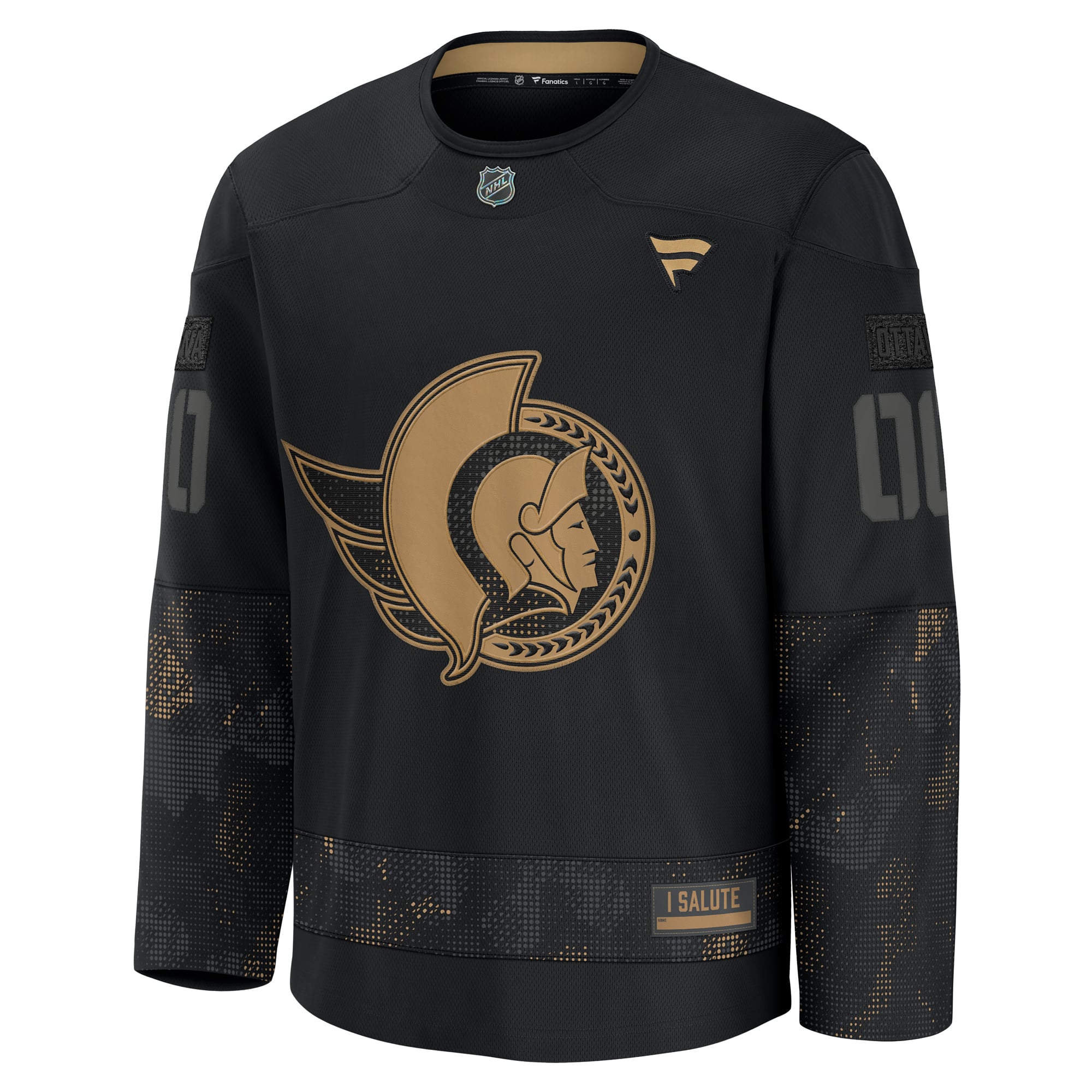 Ottawa Senators 2024 Military Appreciation Custom Practice Jersey - Black - Image 3