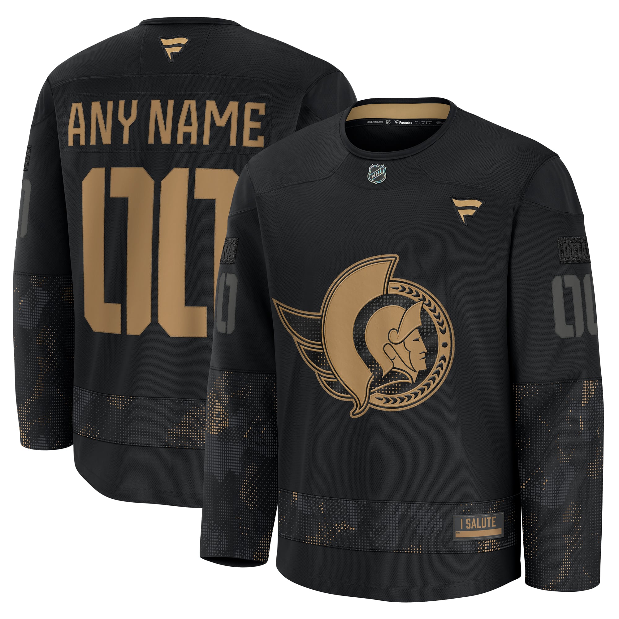 Ottawa Senators 2024 Military Appreciation Custom Practice Jersey - Black - Image 2