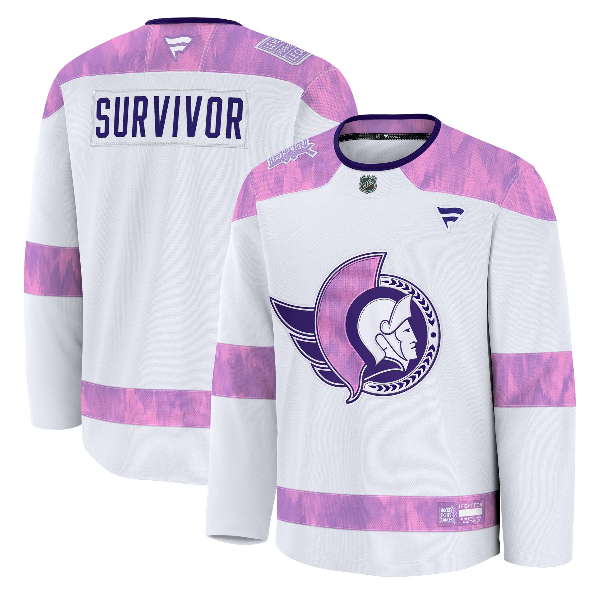 Ottawa Senators Hockey Fights Cancer Survivor Practice Jersey - White - Image 2