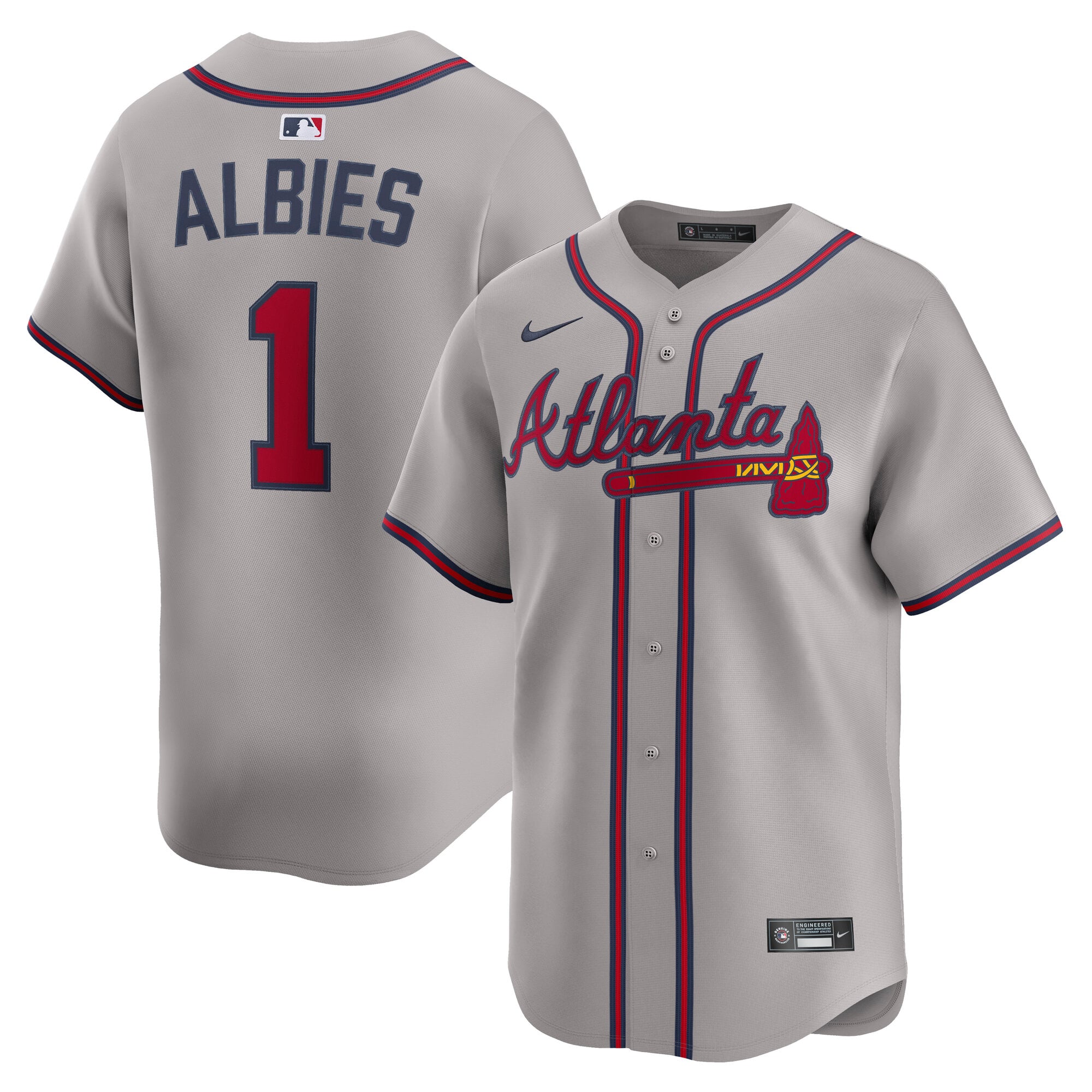 Ozzie Albies Atlanta Braves Road Limited Player Jersey - Gray - Image 2