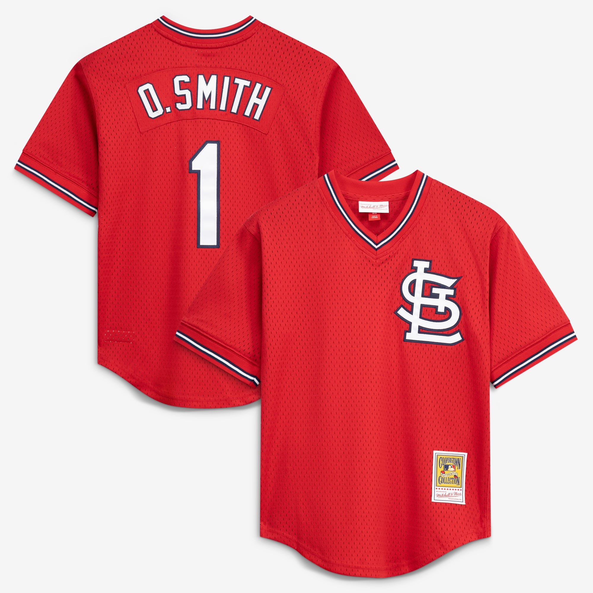 Ozzie Smith St. Louis Cardinals Youth Cooperstown Collection Mesh Batting Practice Jersey - Red - Image 2