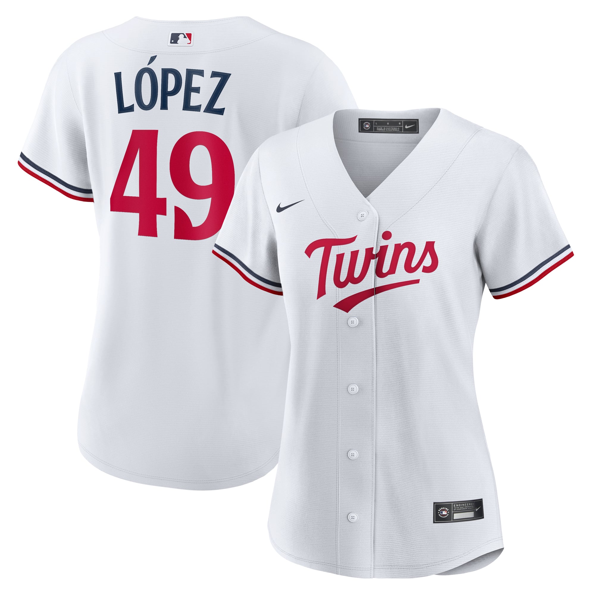 Pablo Lopez Minnesota Twins Women's Home Jersey - White - Image 2