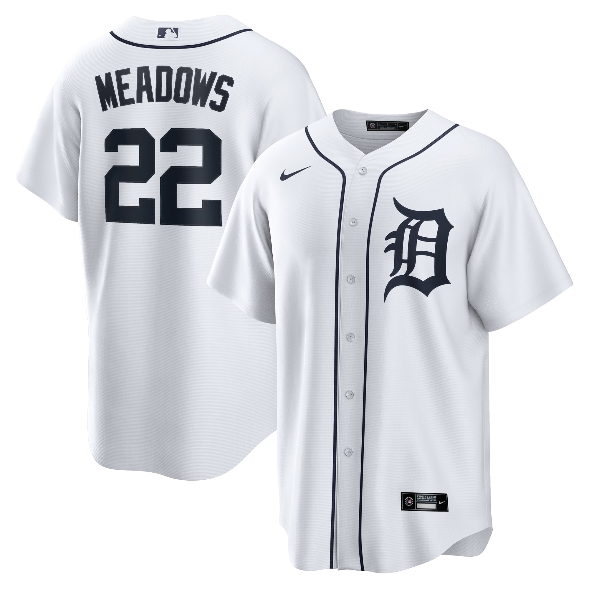 Parker Meadows Detroit Tigers Home Jersey - White - Image 2