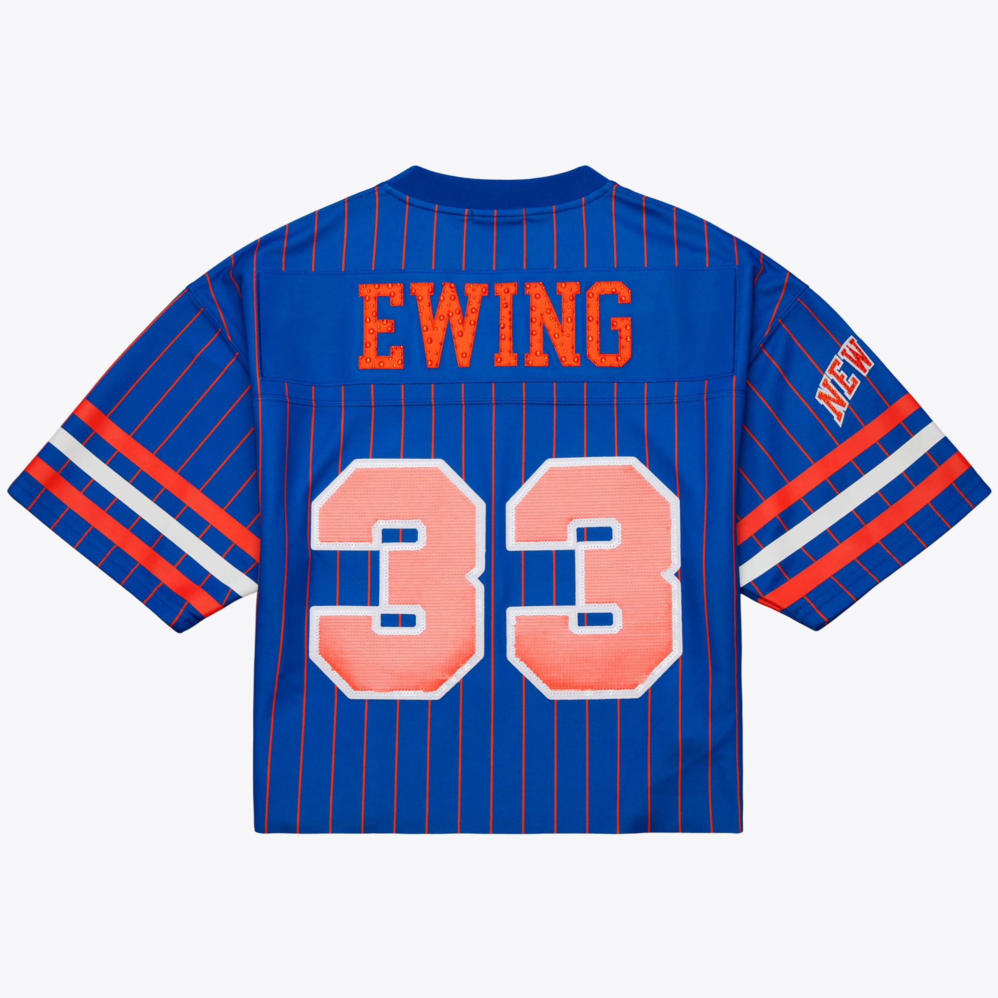 Patrick Ewing New York Knicks x DANNIJO Women's Name & Number Cropped Football Jersey - Blue - Image 3