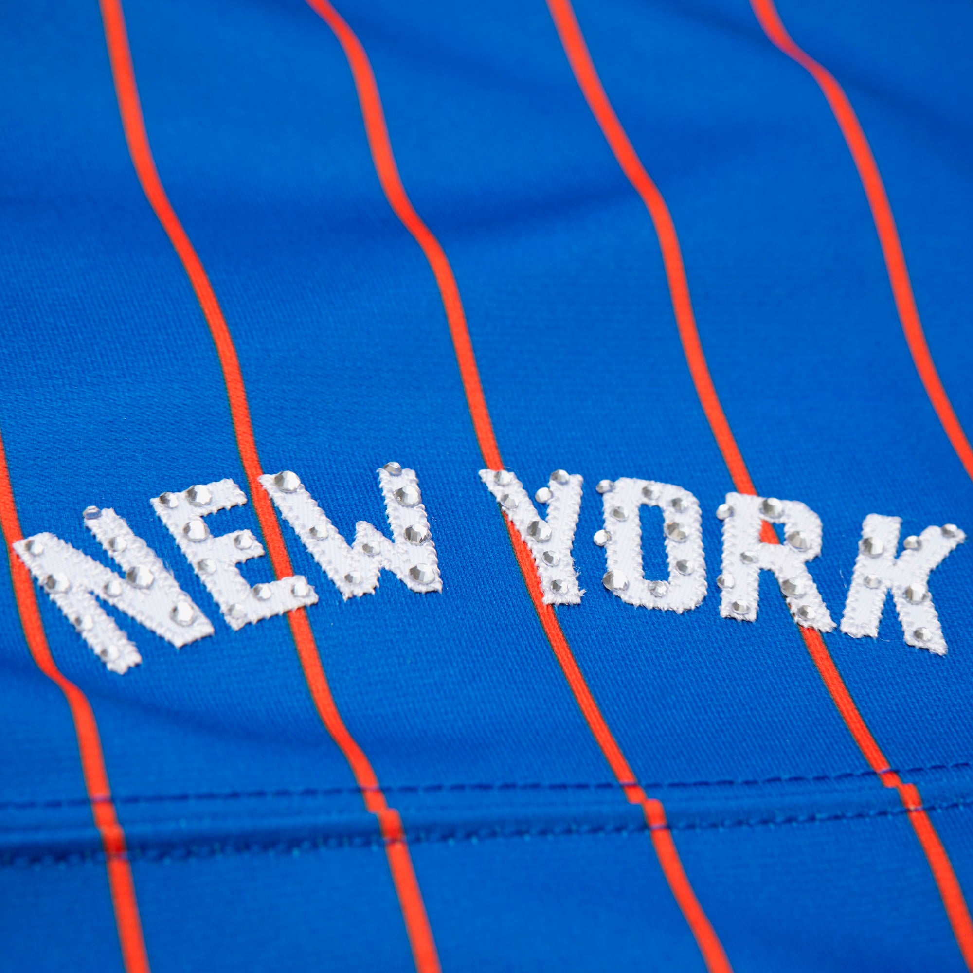 Patrick Ewing New York Knicks x DANNIJO Women's Name & Number Cropped Football Jersey - Blue - Image 5