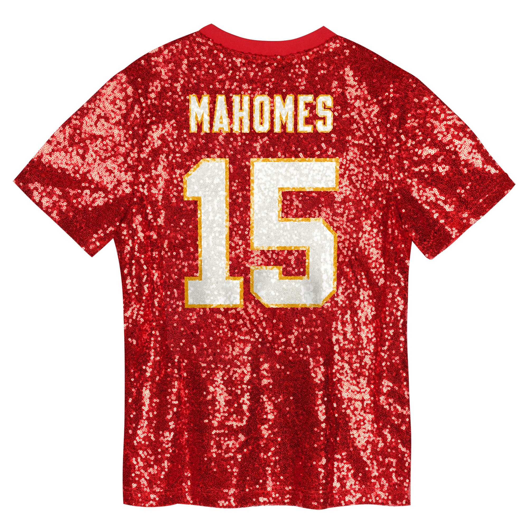Patrick Mahomes Kansas City Chiefs Girls Youth Sequin V-Neck Fashion Jersey - Red - Image 4