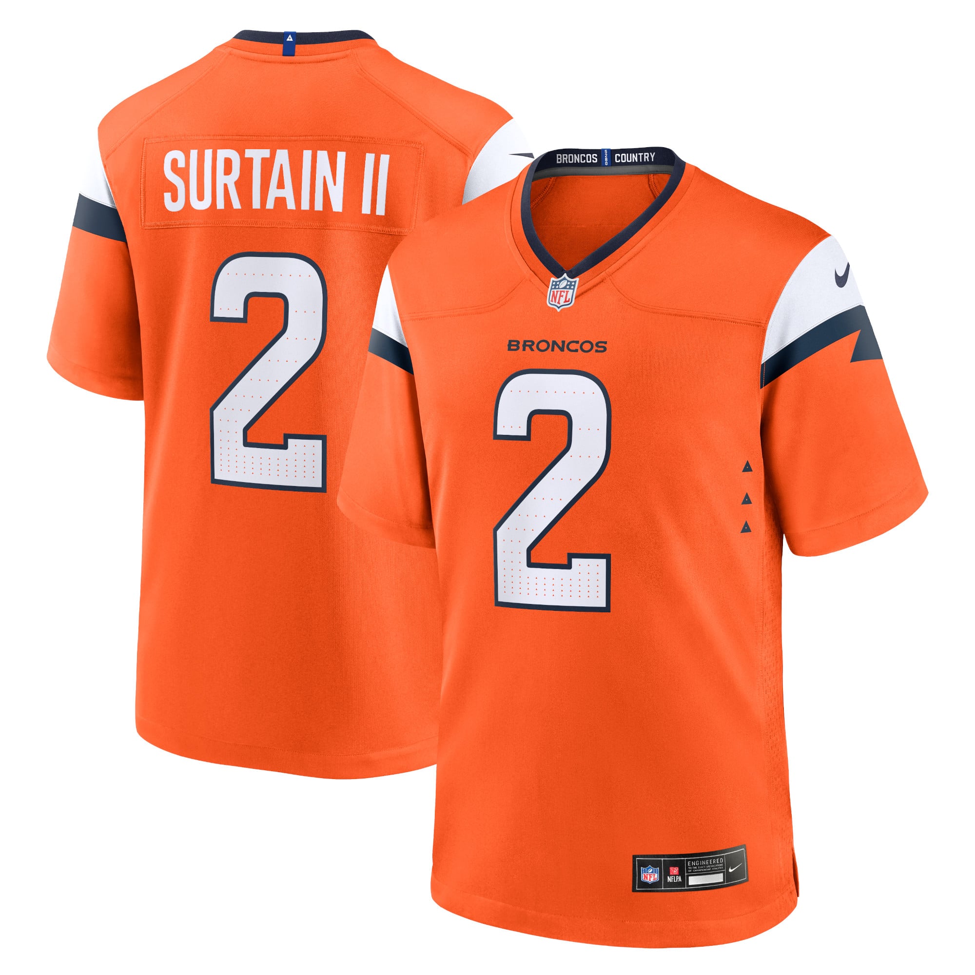 Patrick Surtain II Denver Broncos Alternate Game Jersey - Orange - Image 2