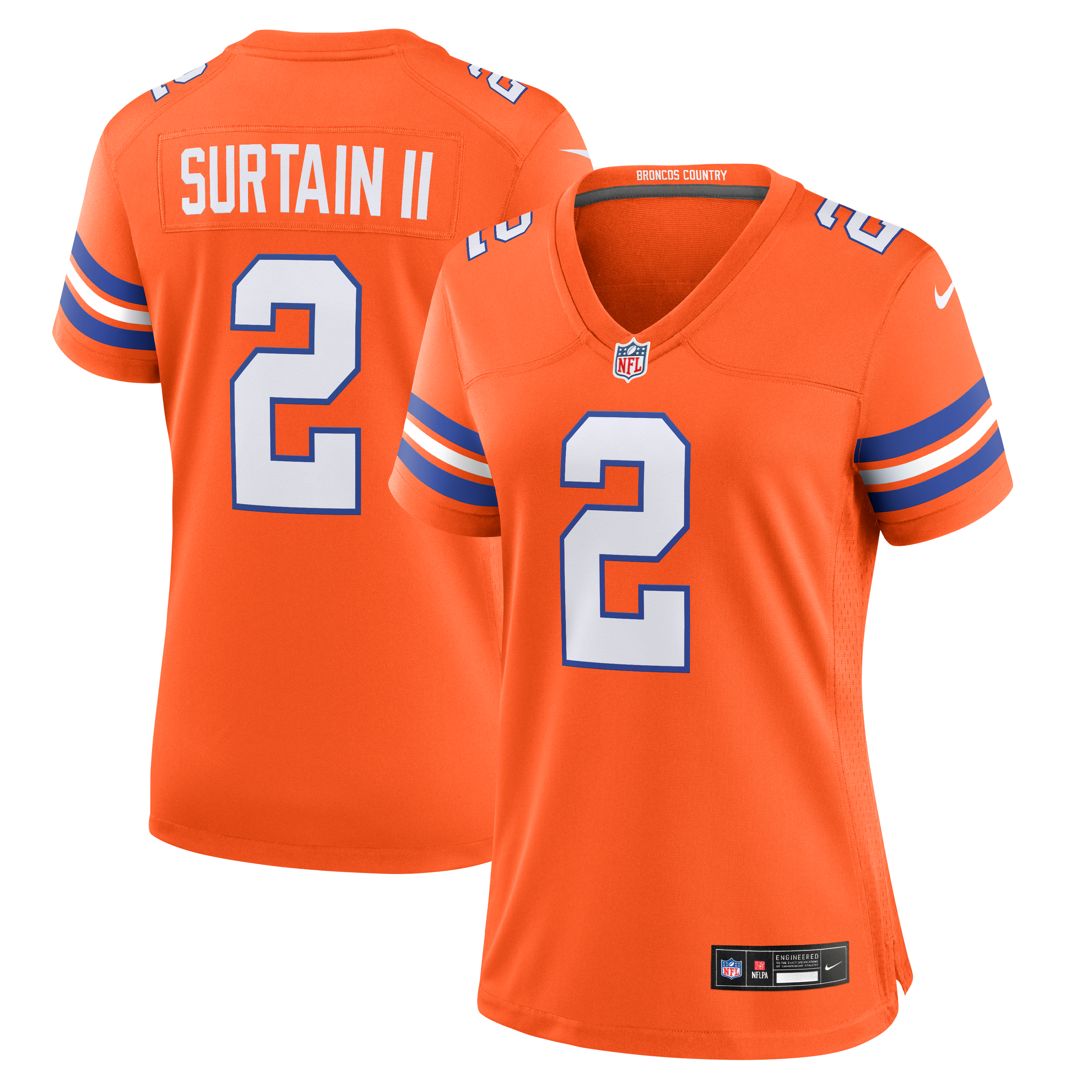 Patrick Surtain II Denver Broncos Women's Mile High Collection 1977 Throwback Player Game Jersey - Orange - Image 2