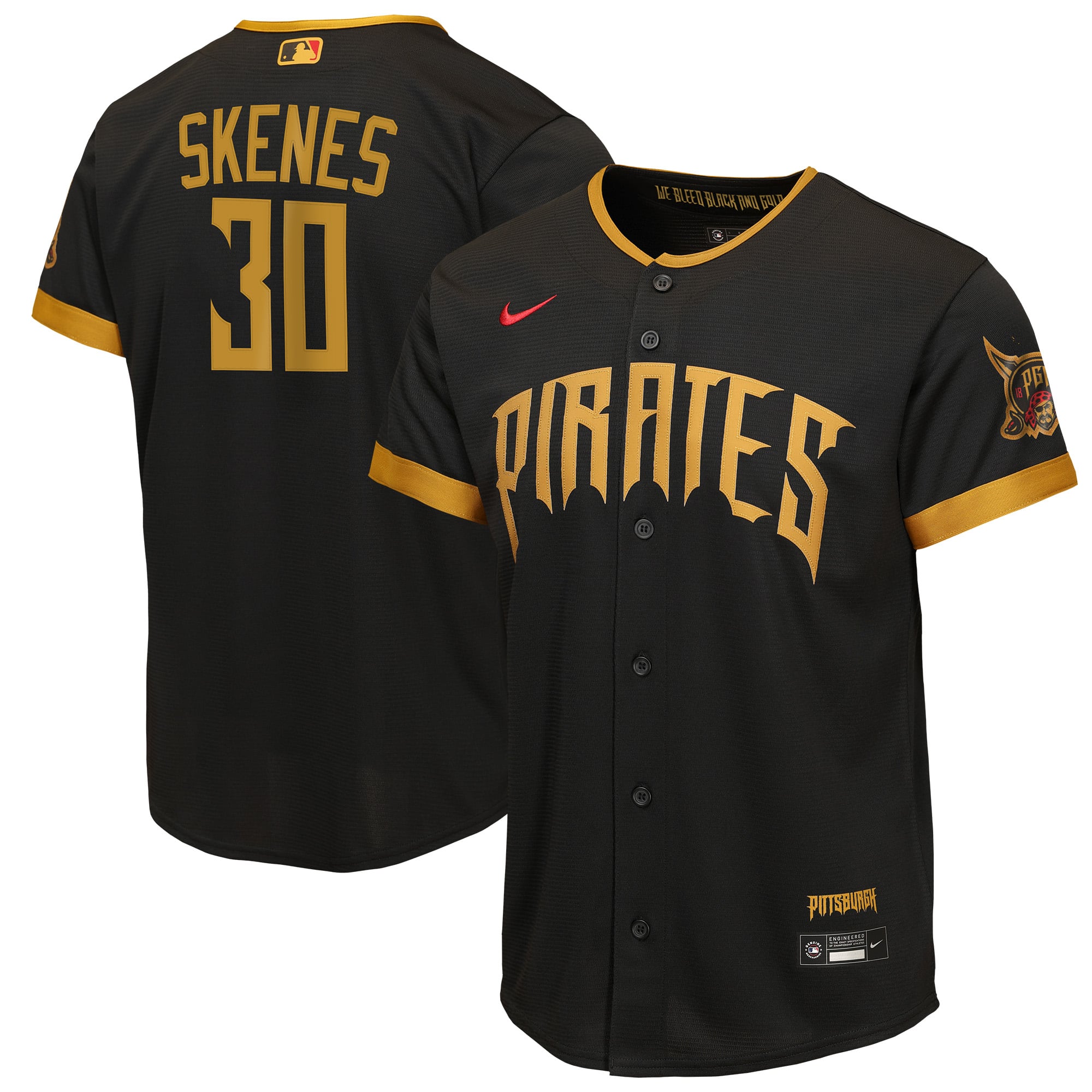 Paul Skenes Pittsburgh Pirates Youth 2026 City Connect Stadium Jersey - Black - Image 2