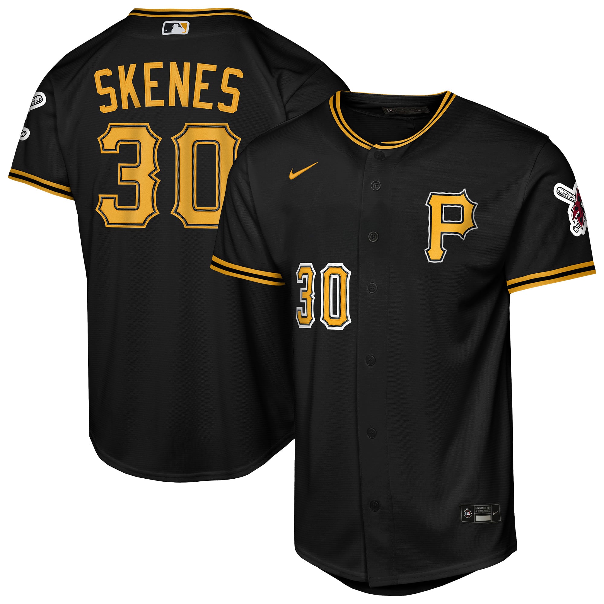 Paul Skenes Pittsburgh Pirates Youth Alternate Stadium Jersey - Black - Image 2
