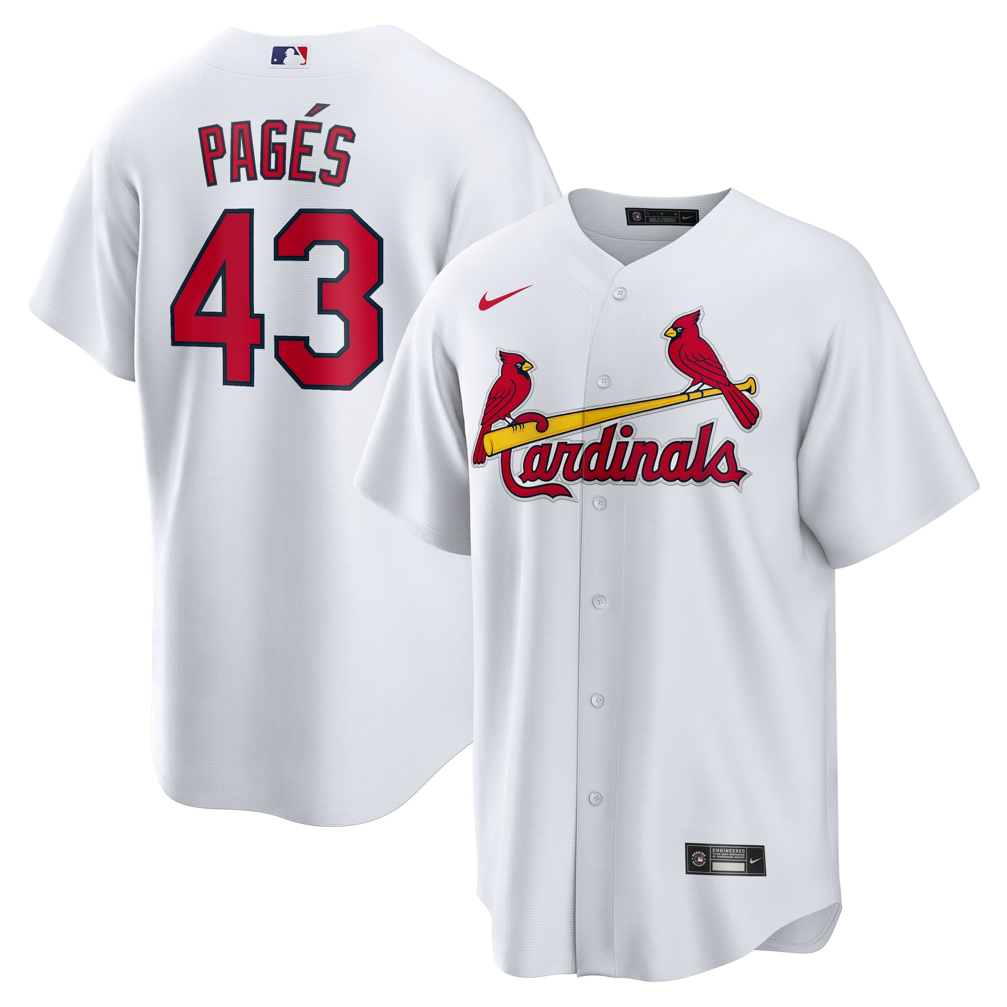 Pedro Pagés St. Louis Cardinals Home Jersey - White - Image 2
