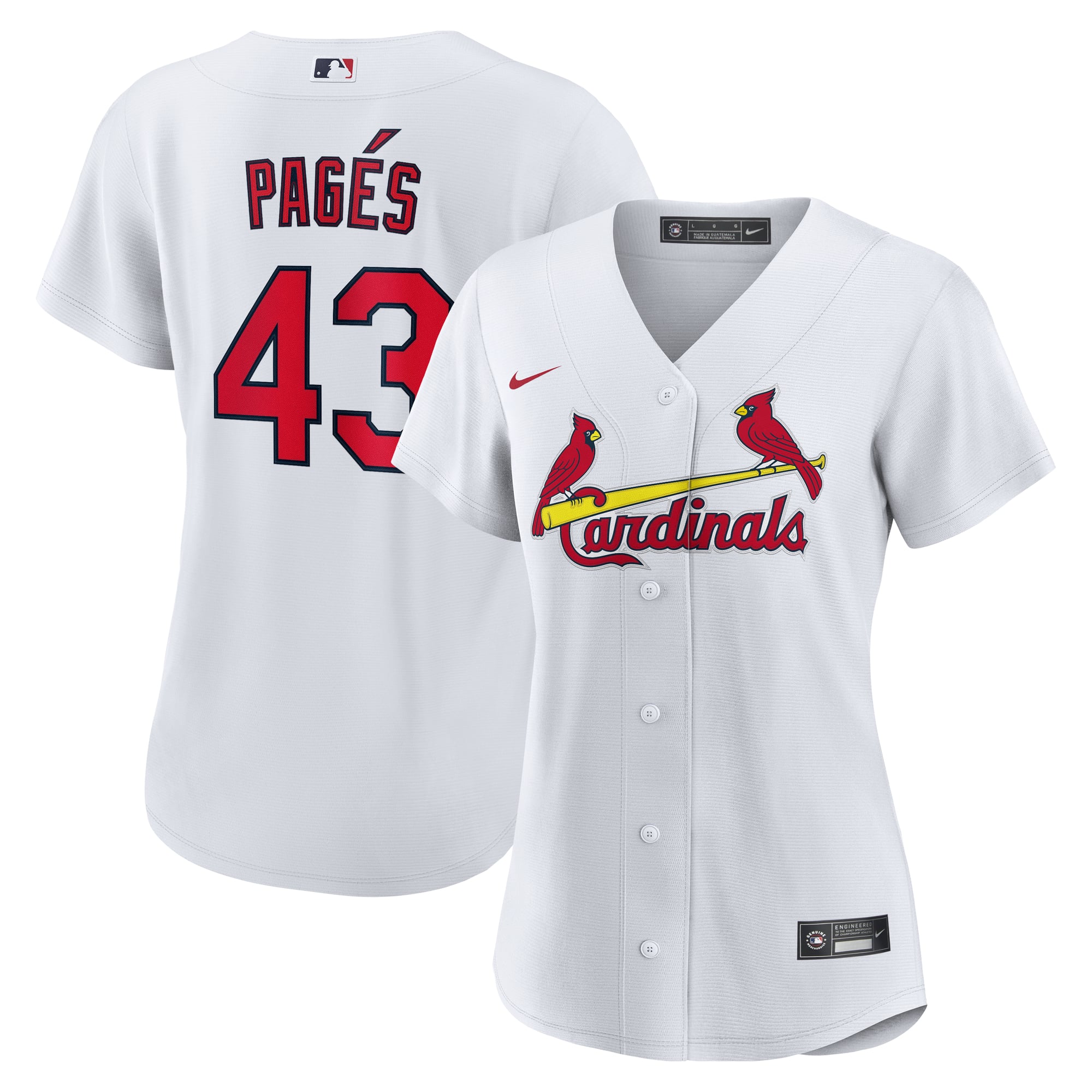 Pedro Pagés St. Louis Cardinals Women's Home Jersey - White - Image 2
