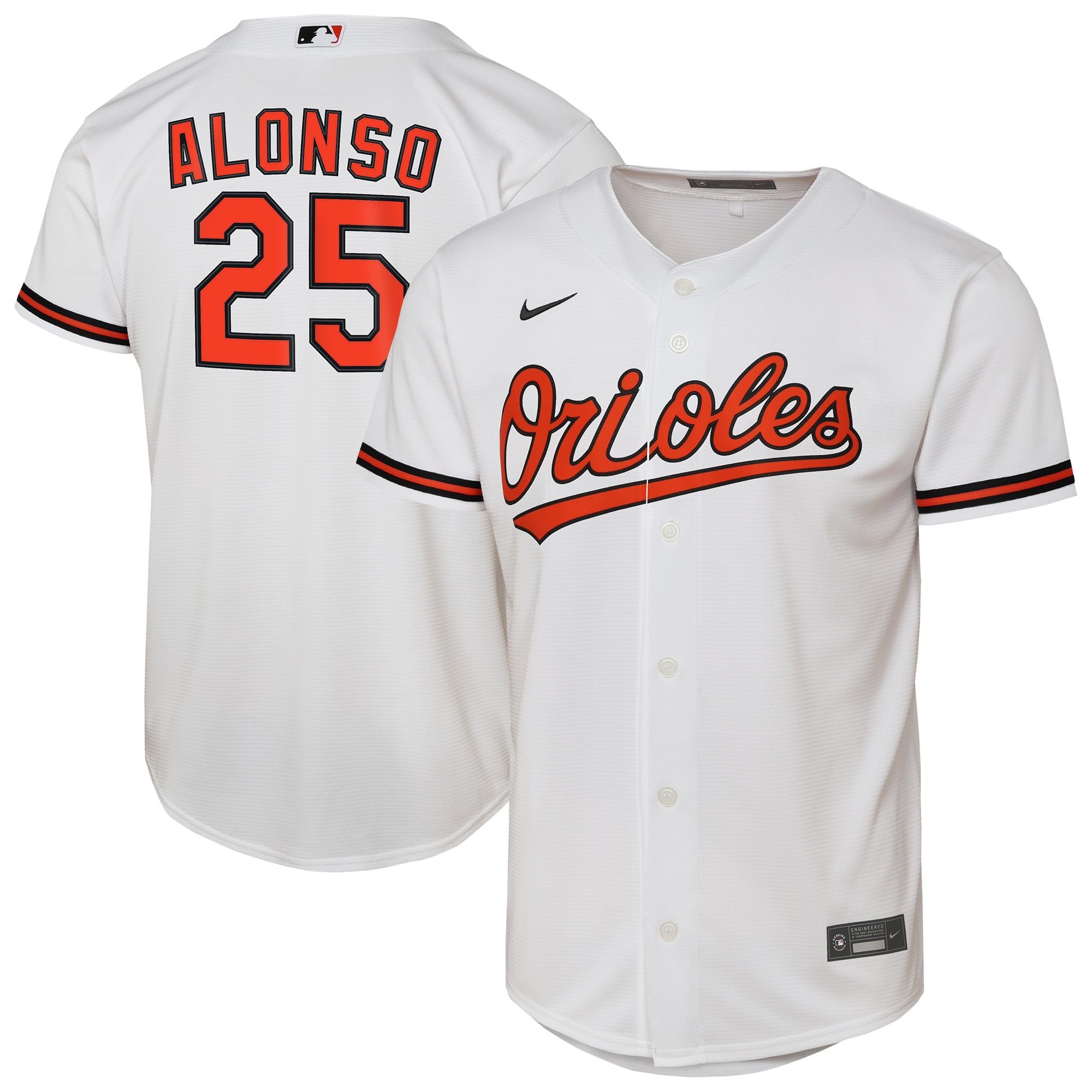 Pete Alonso Baltimore Orioles Youth Home Baseline Jersey - White - Image 2