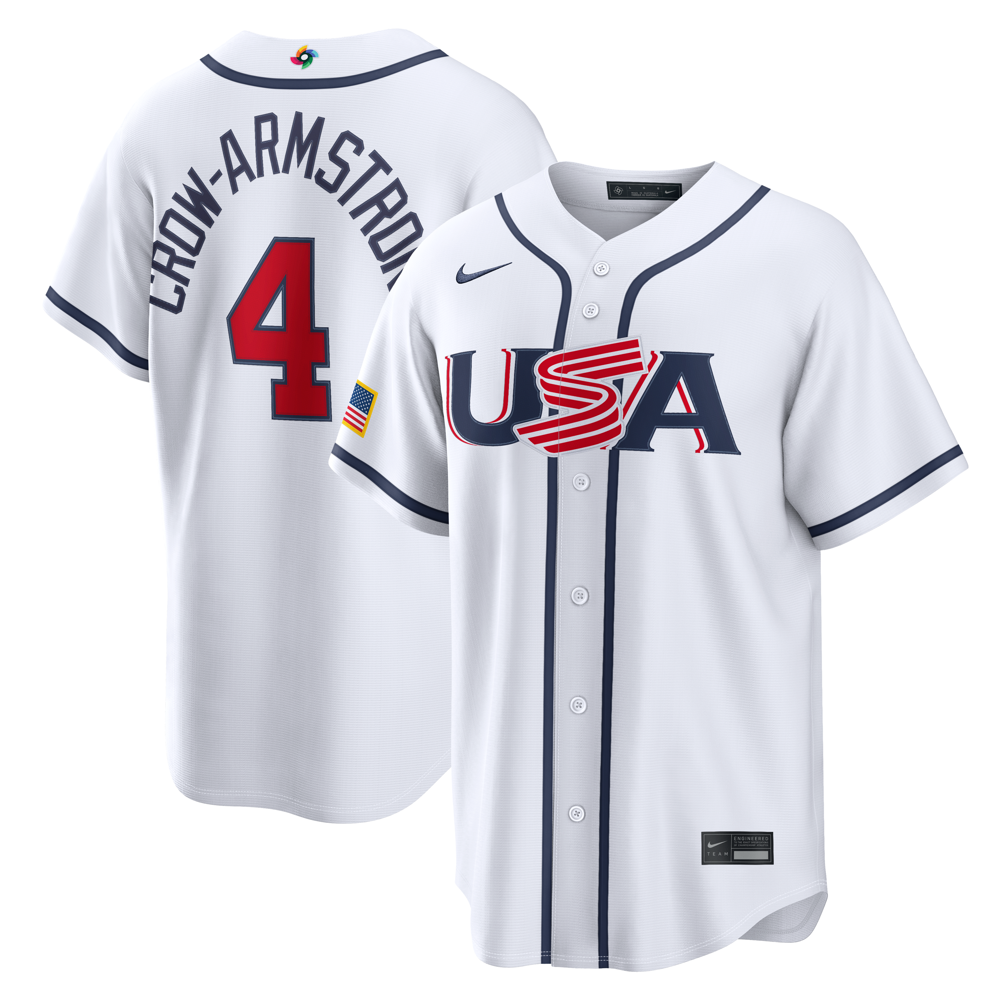 Pete Crow-Armstrong USA Baseball 2026 World Baseball Classic Home Stadium Jersey - White - Image 2