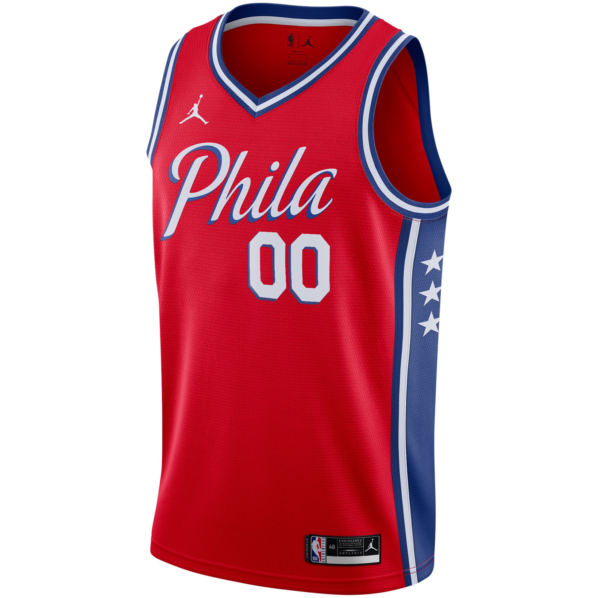 Philadelphia 76ers Jordan Brand Swingman Custom Jersey - Statement Edition - Red - Image 3