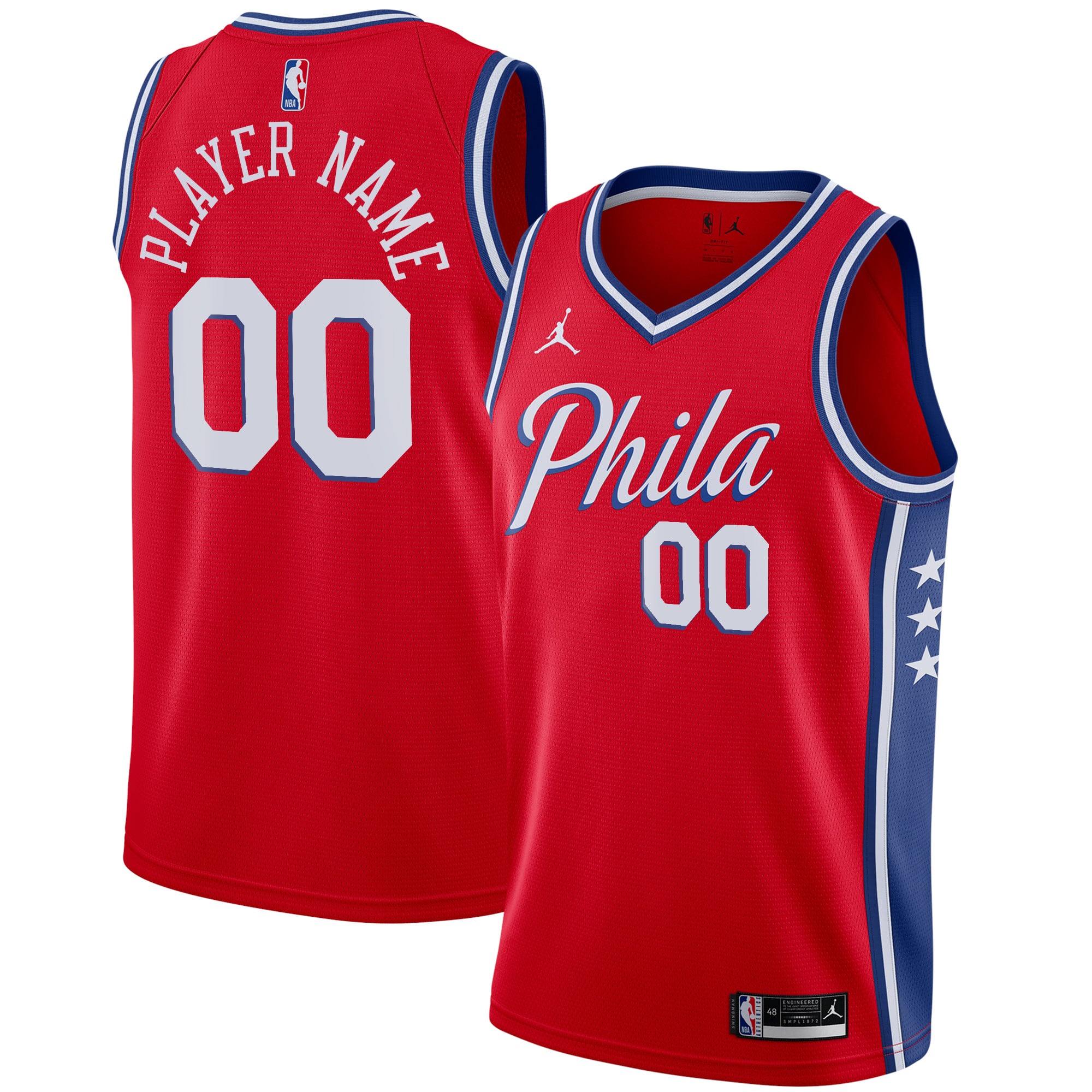Philadelphia 76ers Jordan Brand Swingman Custom Jersey - Statement Edition - Red - Image 2