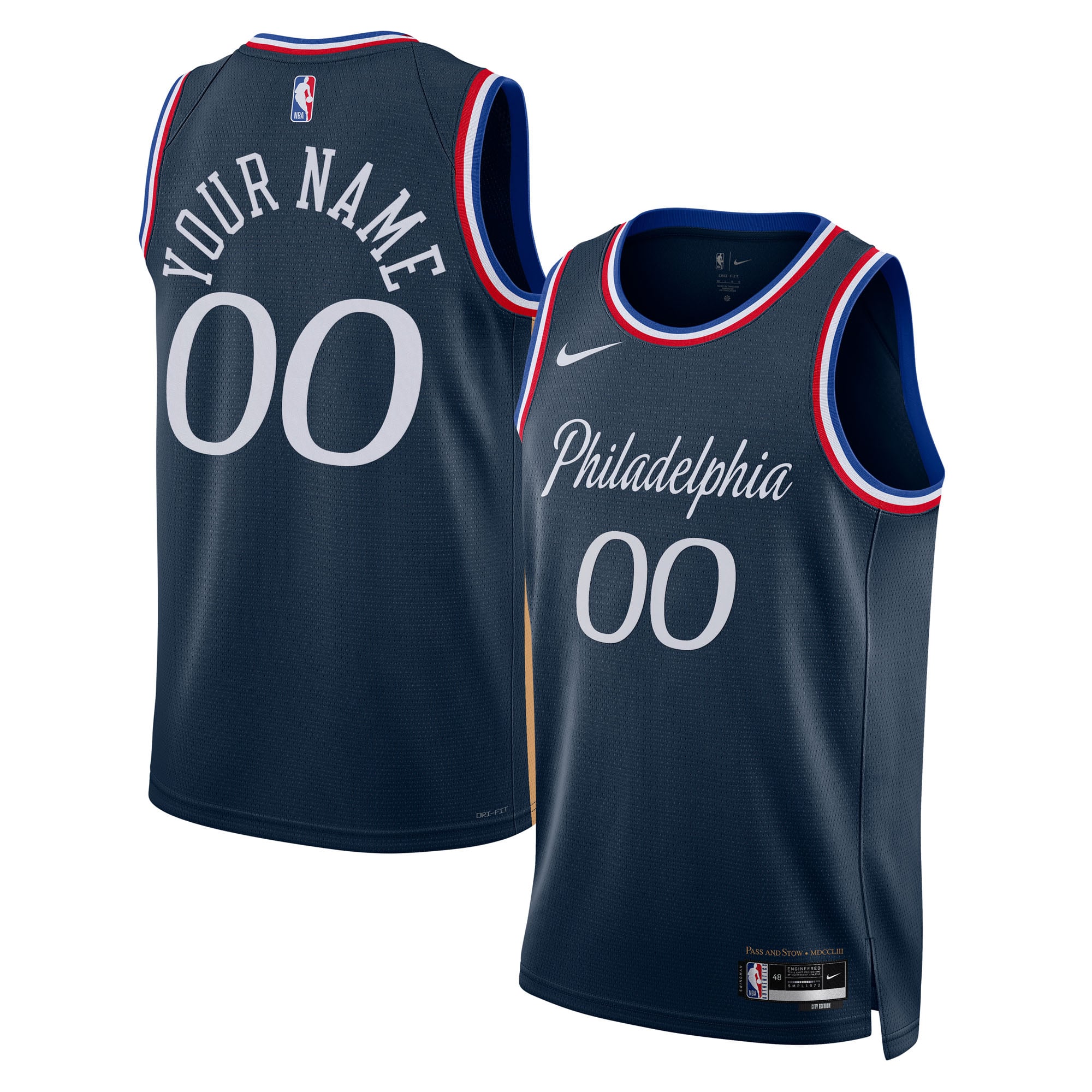 Philadelphia 76ers Unisex 2025/26 City Edition Swingman Custom Jersey - Navy - Image 2