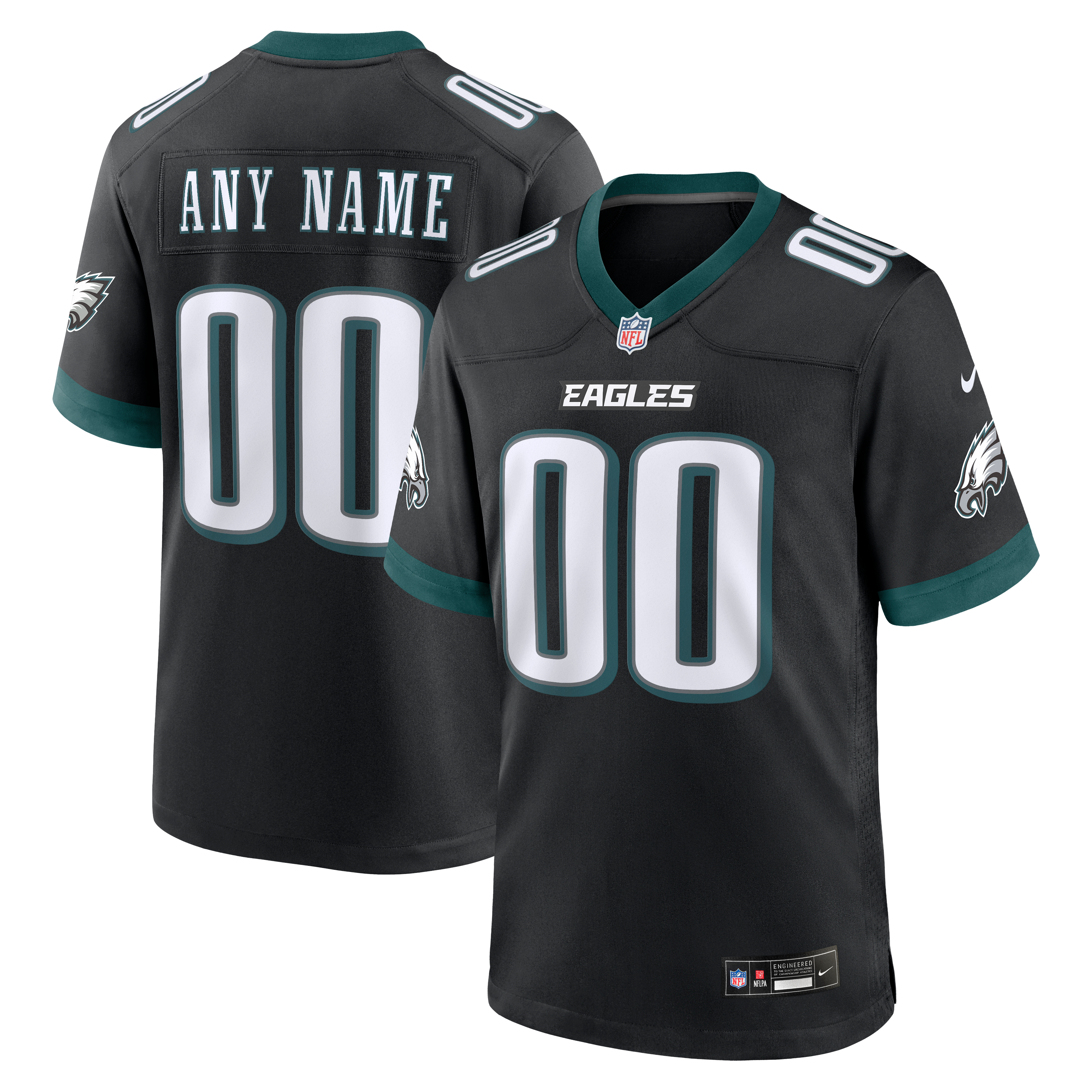 Philadelphia Eagles Team Custom Game Jersey - Black - Image 2