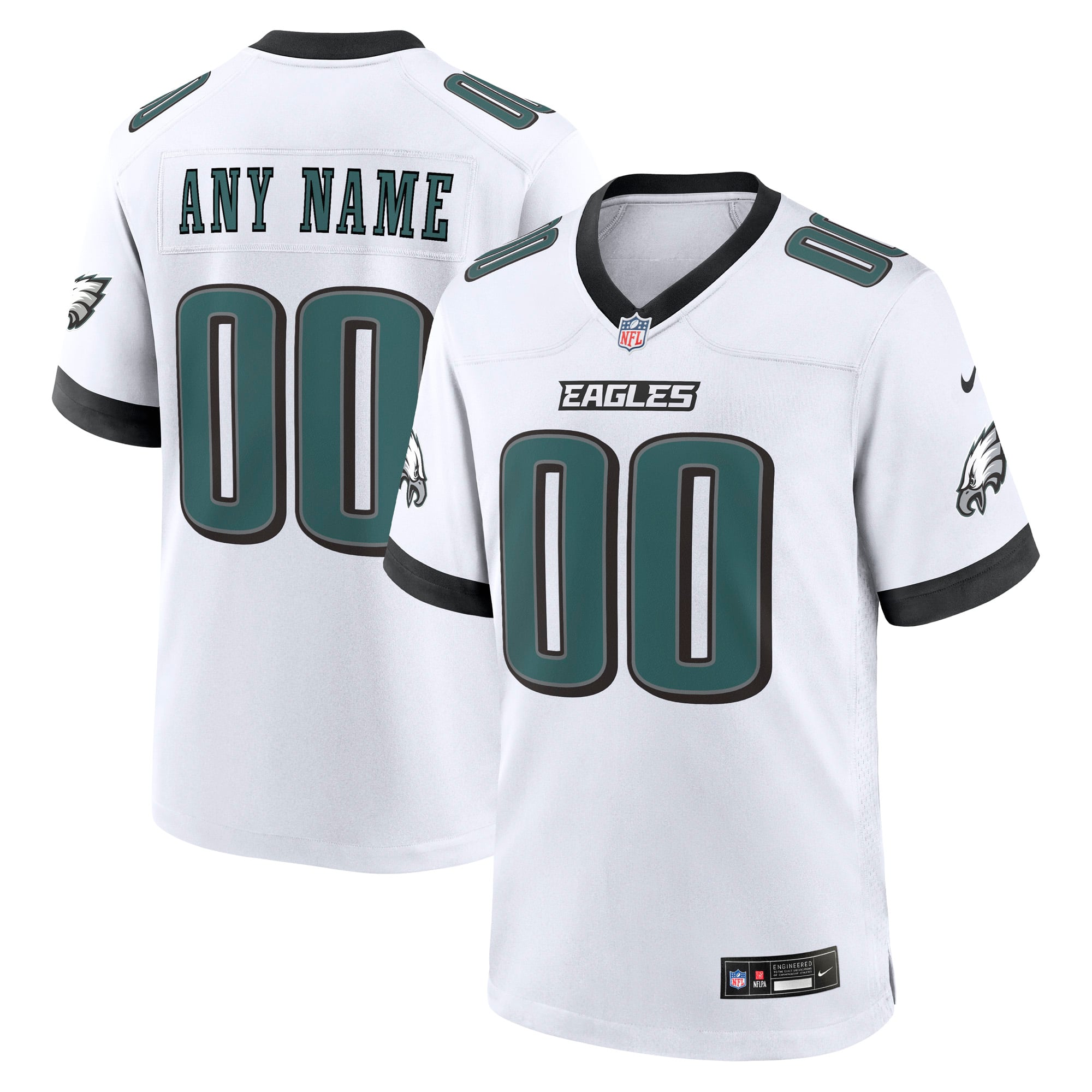 Philadelphia Eagles White Custom Game Jersey - White
