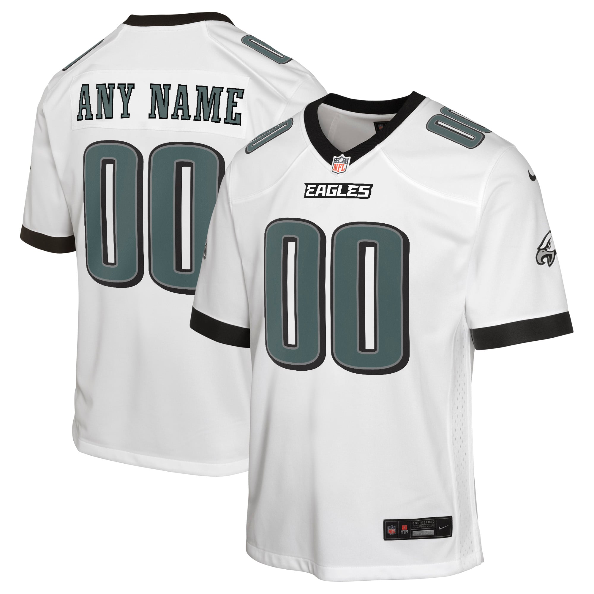 Philadelphia Eagles Youth Away Custom Game Jersey - White