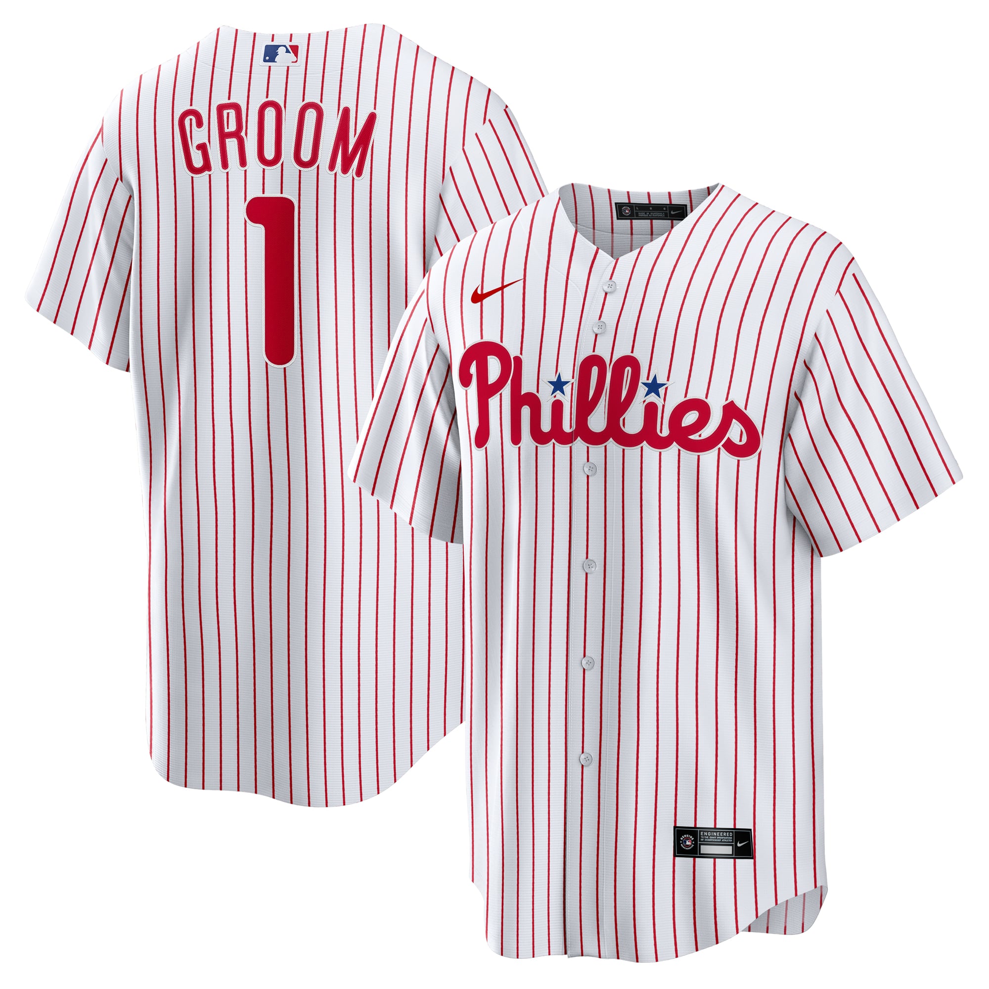 Philadelphia Phillies #1 Groom Home Jersey - White - Image 2