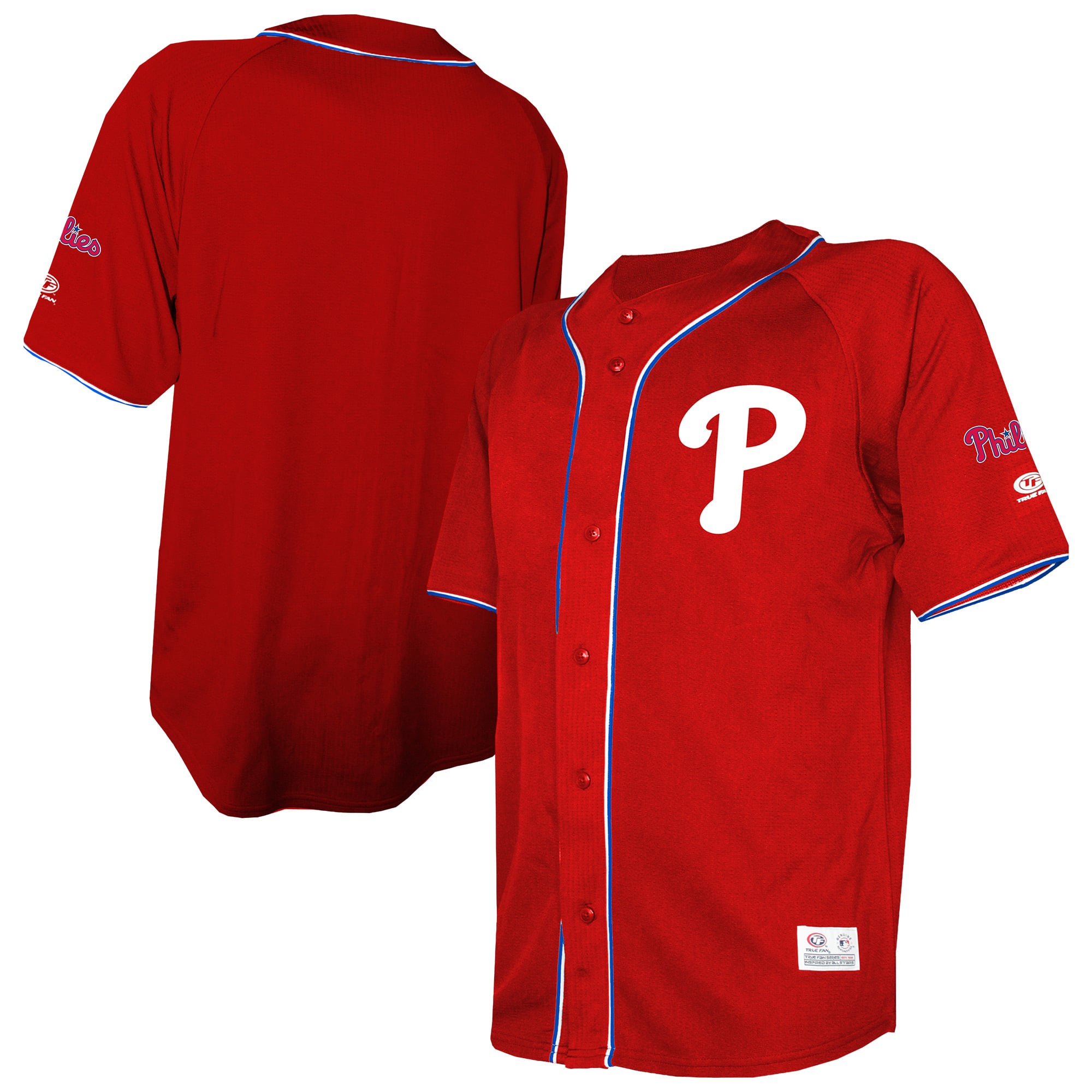 Philadelphia Phillies Stitches Team Color Full-Button Fashion Jersey - Red - Image 2