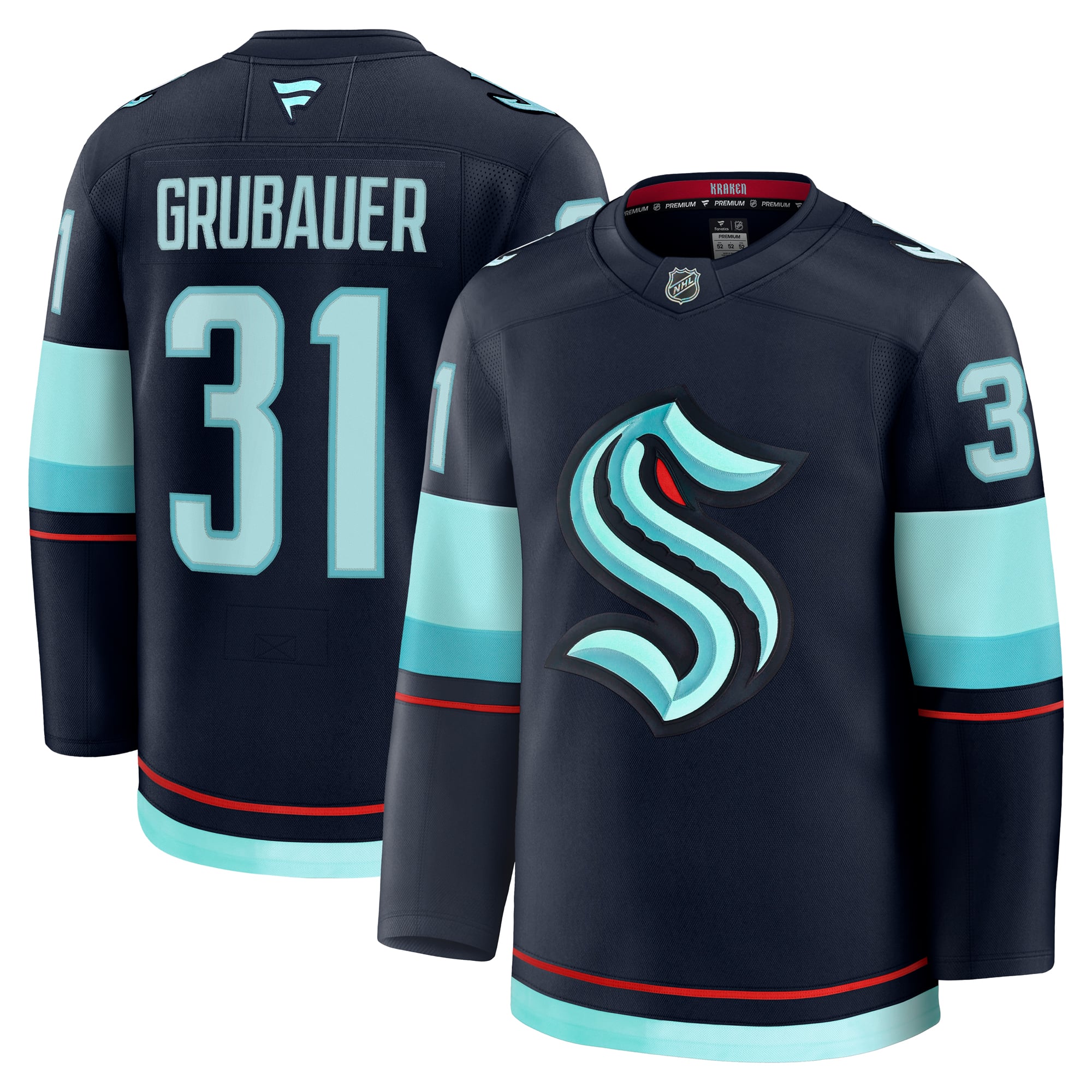 Philipp Grubauer Seattle Kraken Home Premium Jersey - Deep Sea Blue