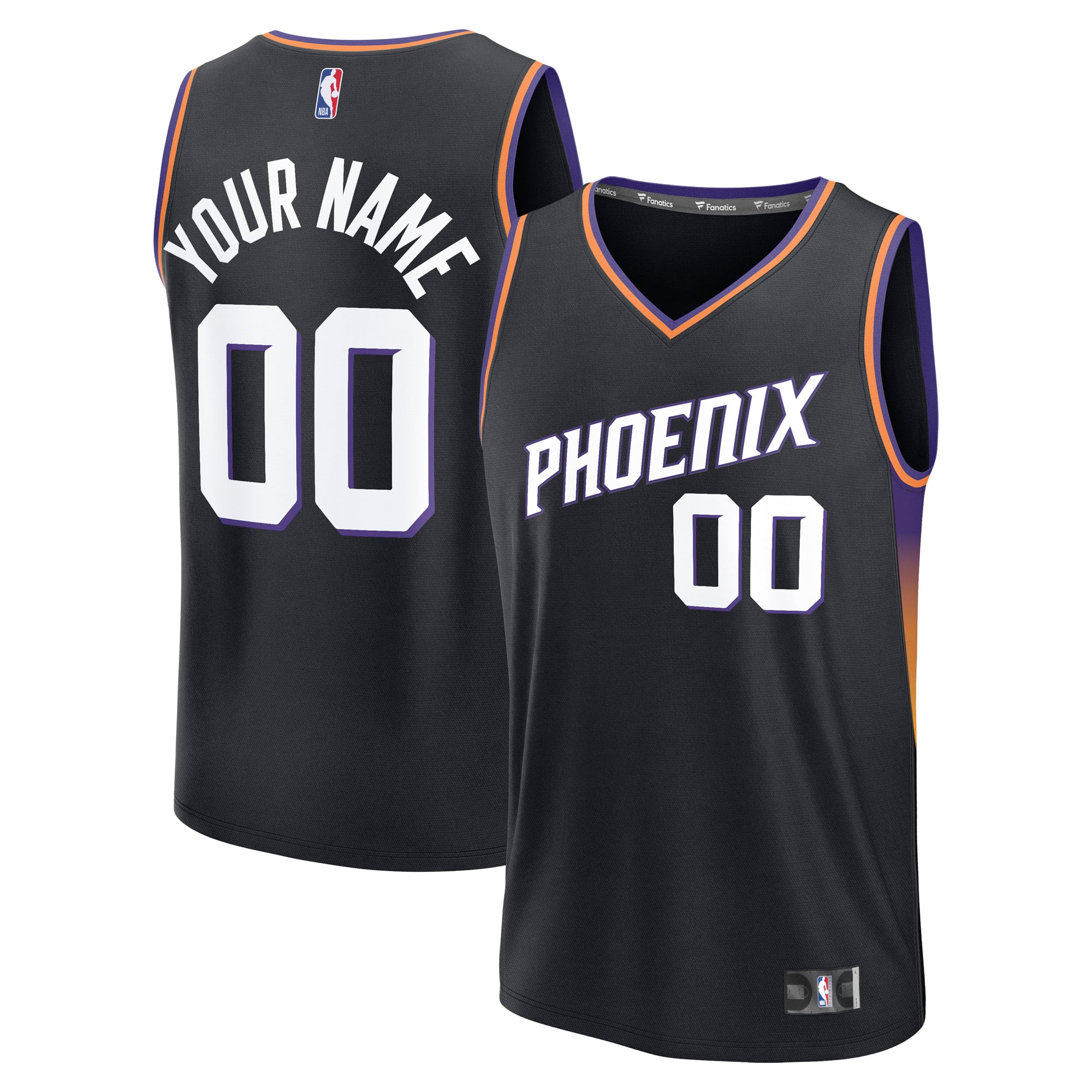 Phoenix Suns Youth Fast Break Custom Jersey - White - Association Edition - Black - Image 2