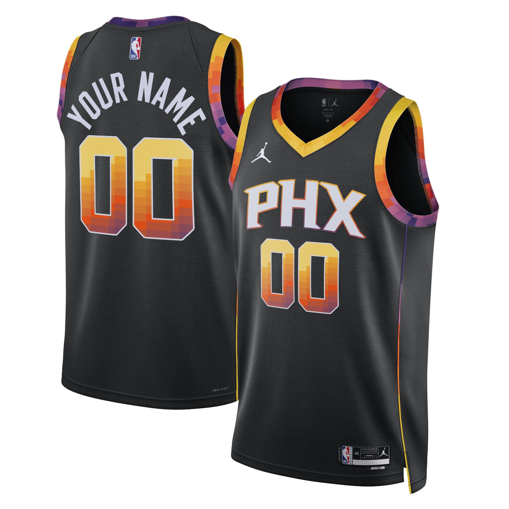 Phoenix Suns Jordan Brand Unisex 2022/23 Swingman Custom Jersey - Statement Edition - Black - Image 2