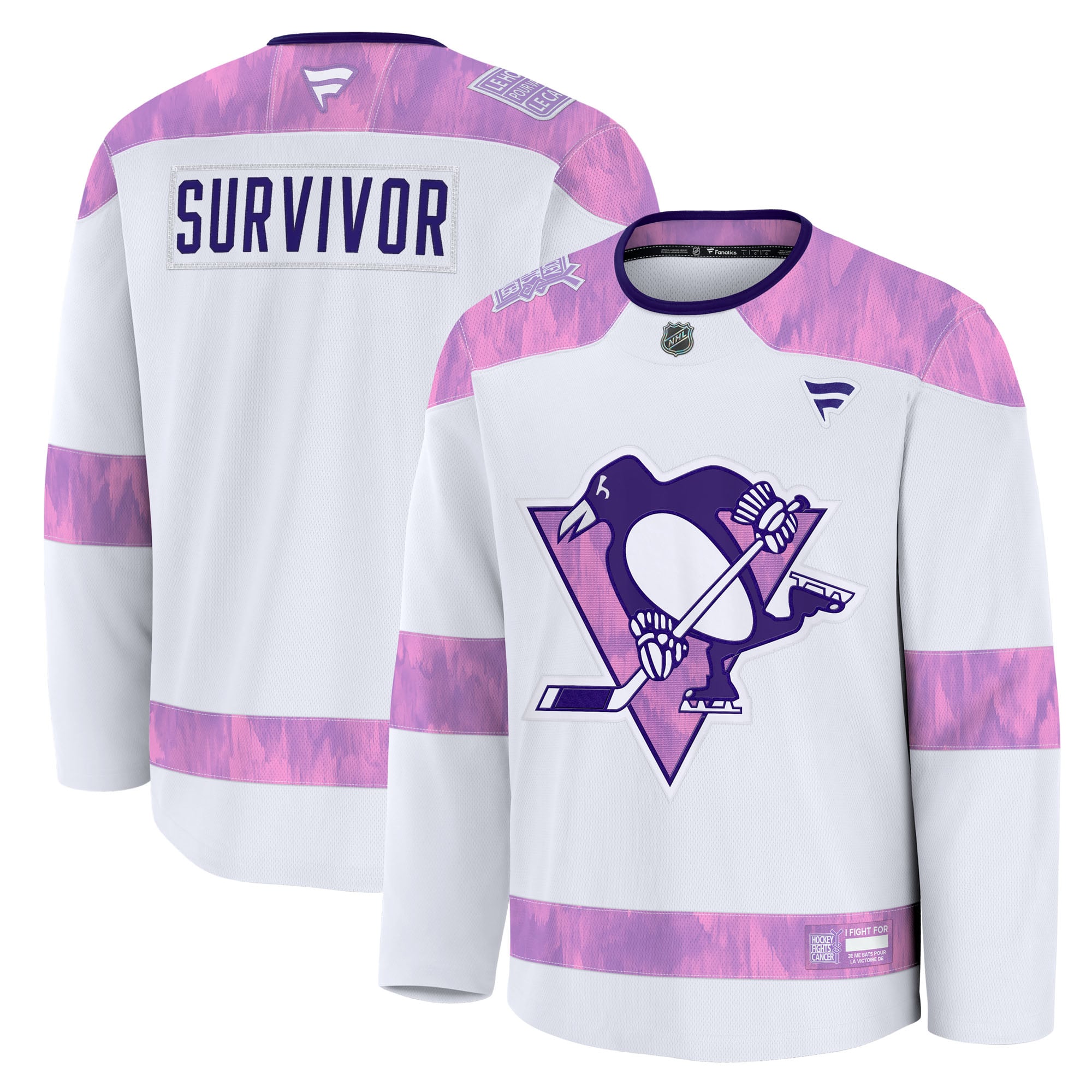 Pittsburgh Penguins Hockey Fights Cancer Survivor Practice Jersey - White