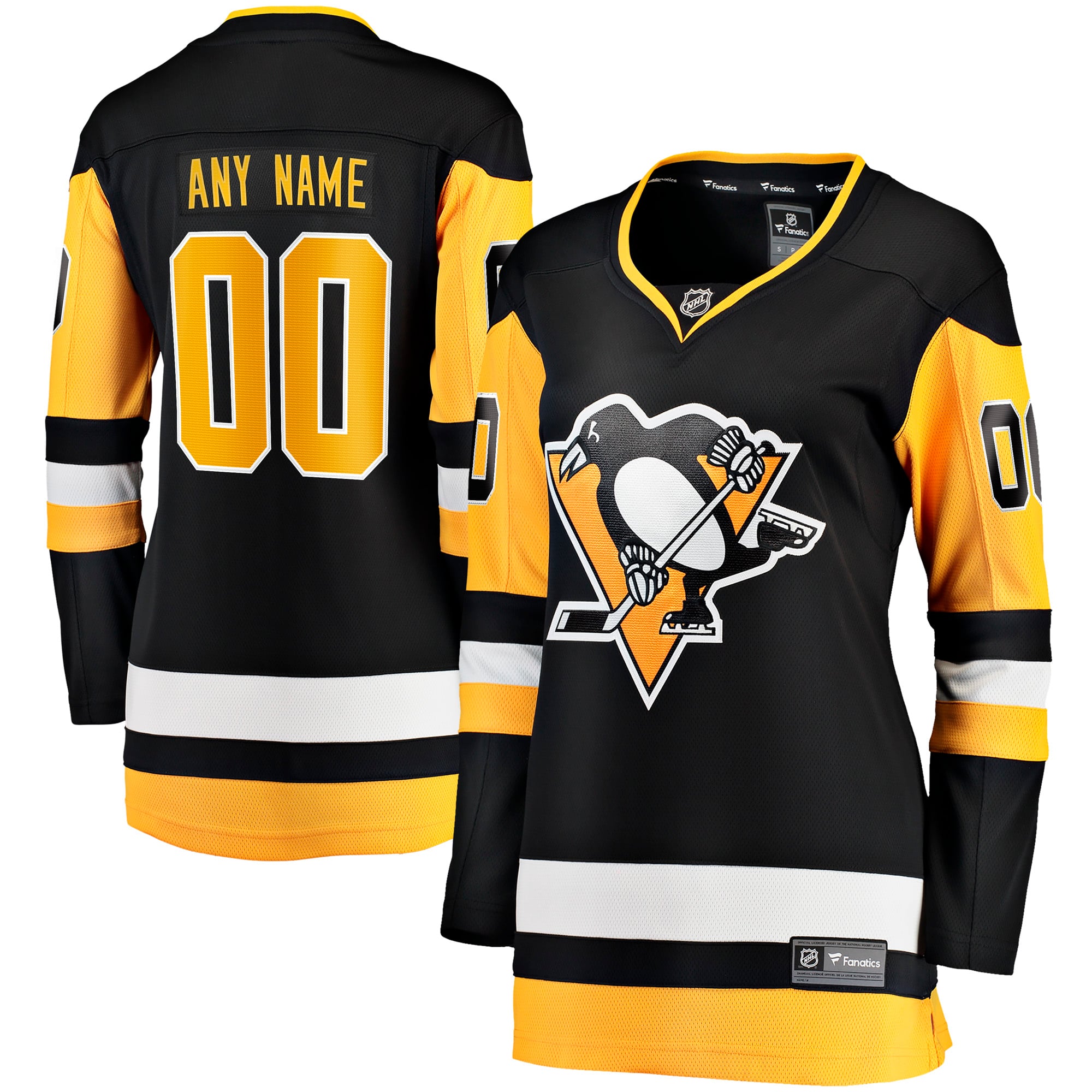 Pittsburgh Penguins Women's Home Breakaway Custom Jersey - Black