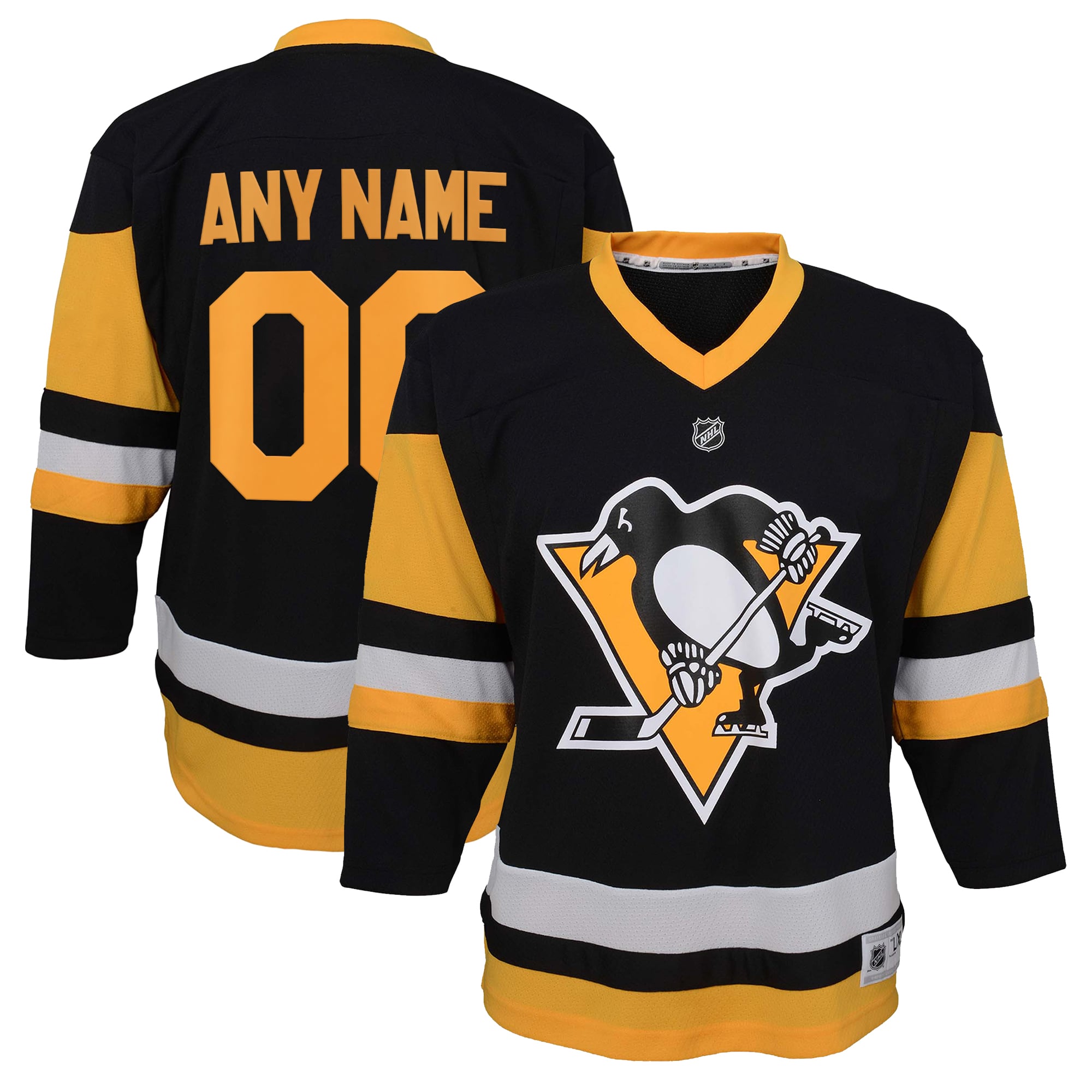 Pittsburgh Penguins Youth Home Custom Jersey - Black - Image 2