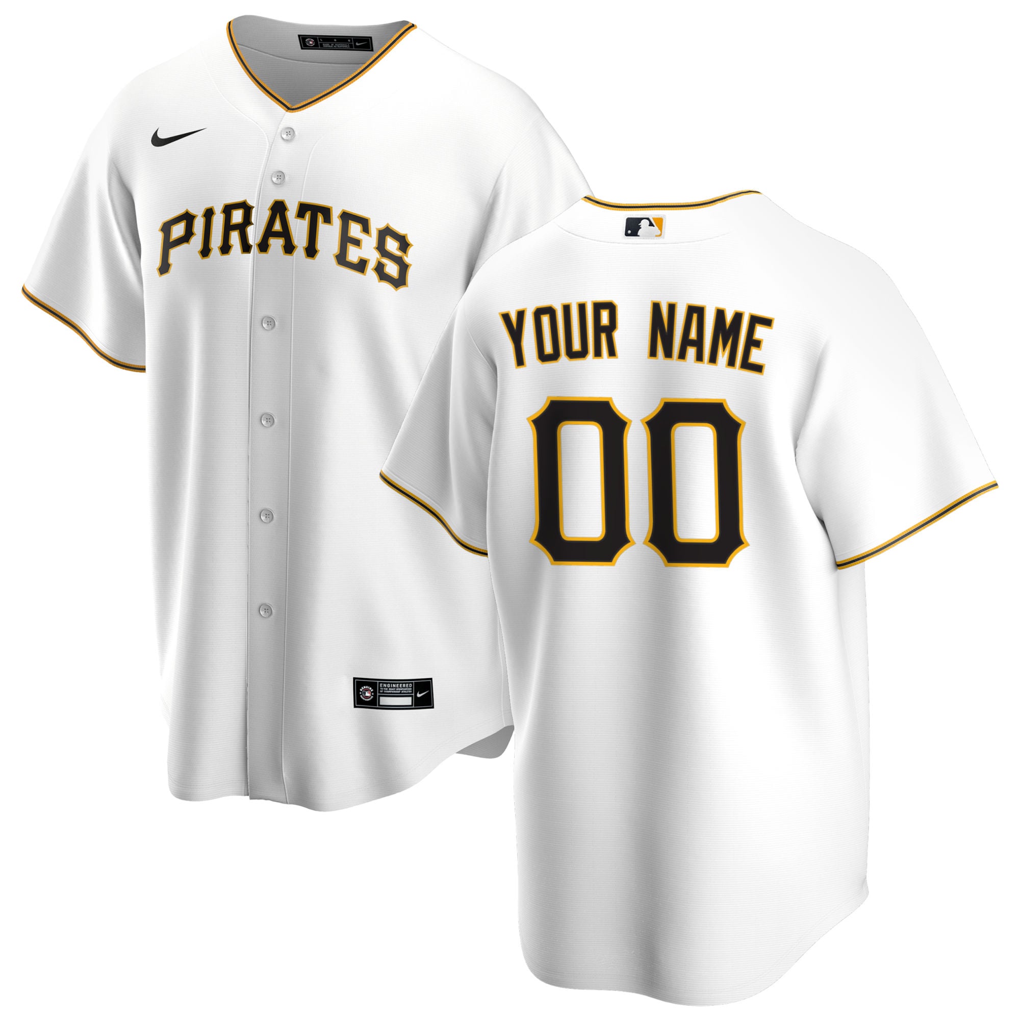 Pittsburgh Pirates Home Custom Jersey - White - Image 2