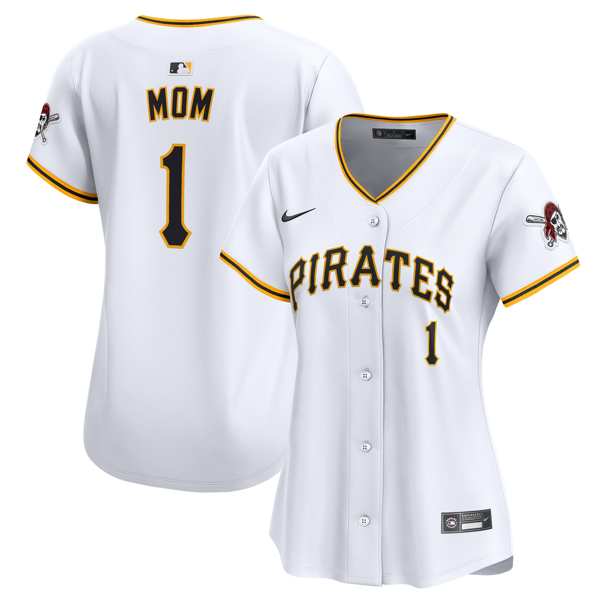 Pittsburgh Pirates Women's #1 Mom Home Limited Jersey - White - Image 2
