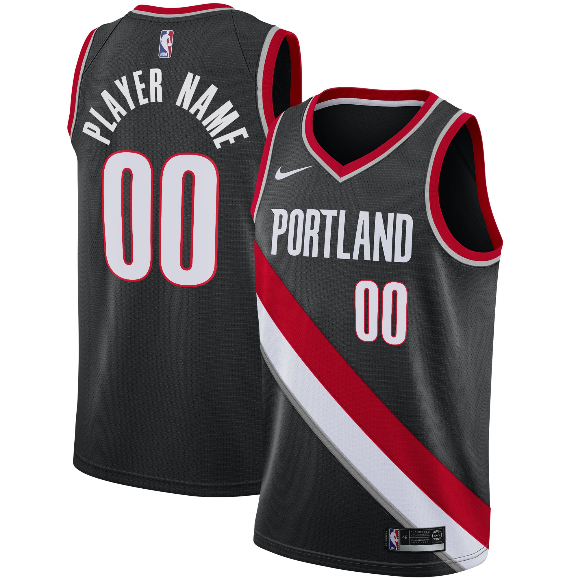 Portland Trail Blazers 2020/21 Swingman Custom Jersey - Association Edition - Black - Image 2
