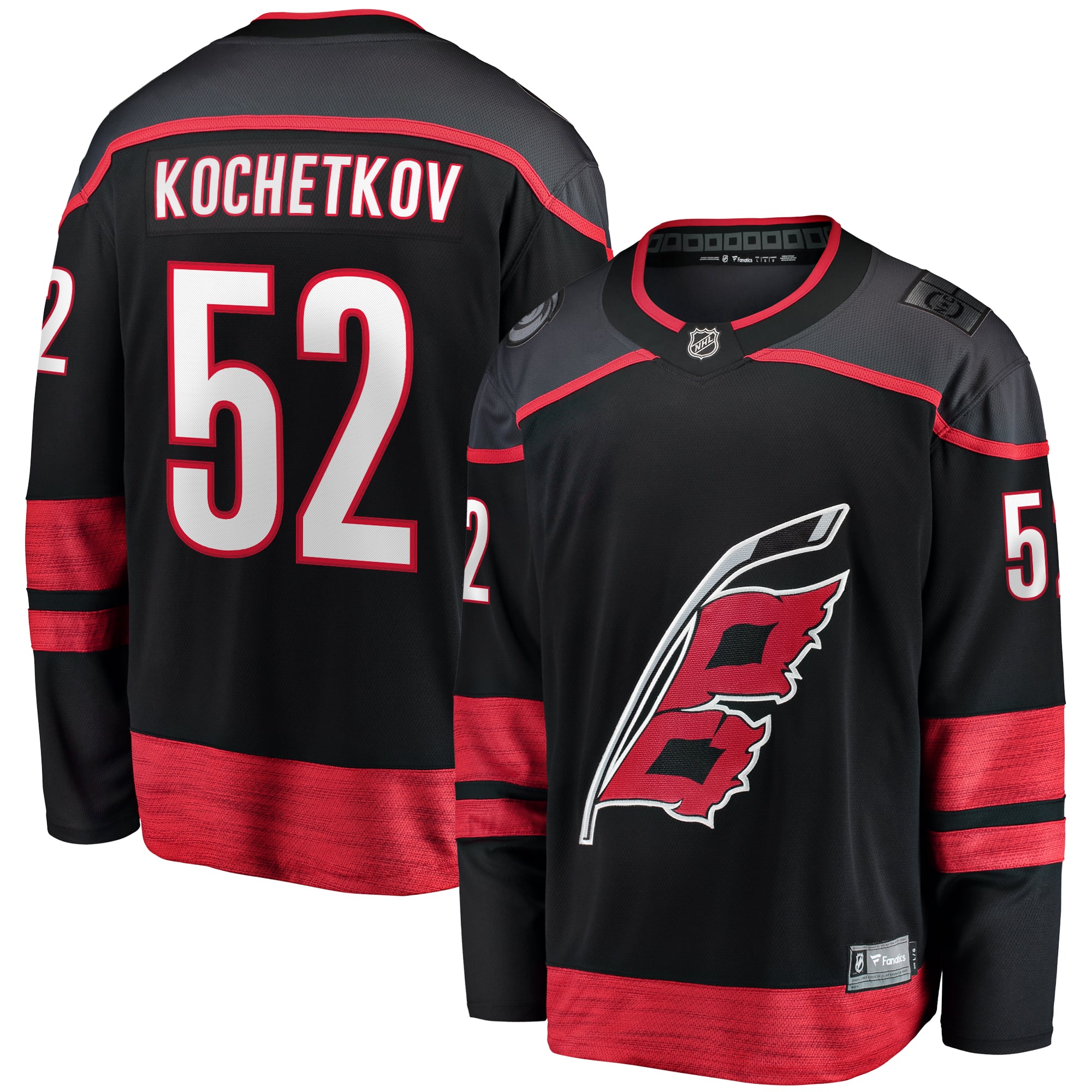 Pyotr Kochetkov Carolina Hurricanes Home Premier Breakaway Player Jersey - Black - Image 2