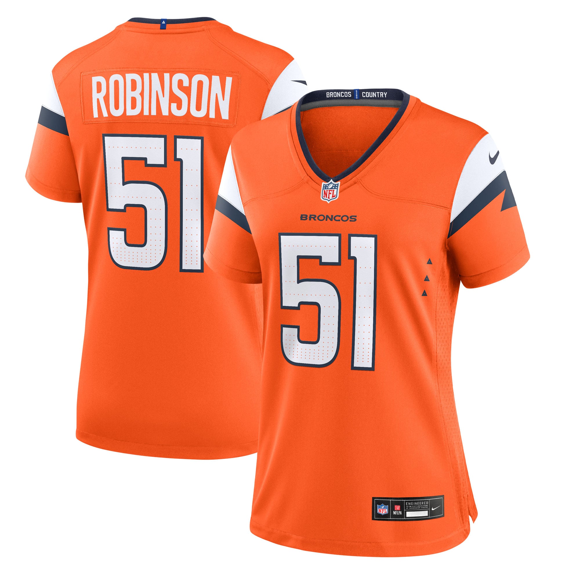 Que Robinson Denver Broncos Women's Team Game Jersey - Orange - Image 2