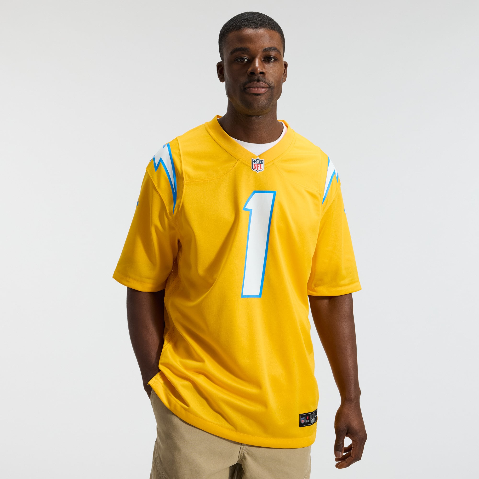 Quentin Johnston Los Angeles Chargers Alternate Charger Power Game Player Jersey - Gold - Image 4