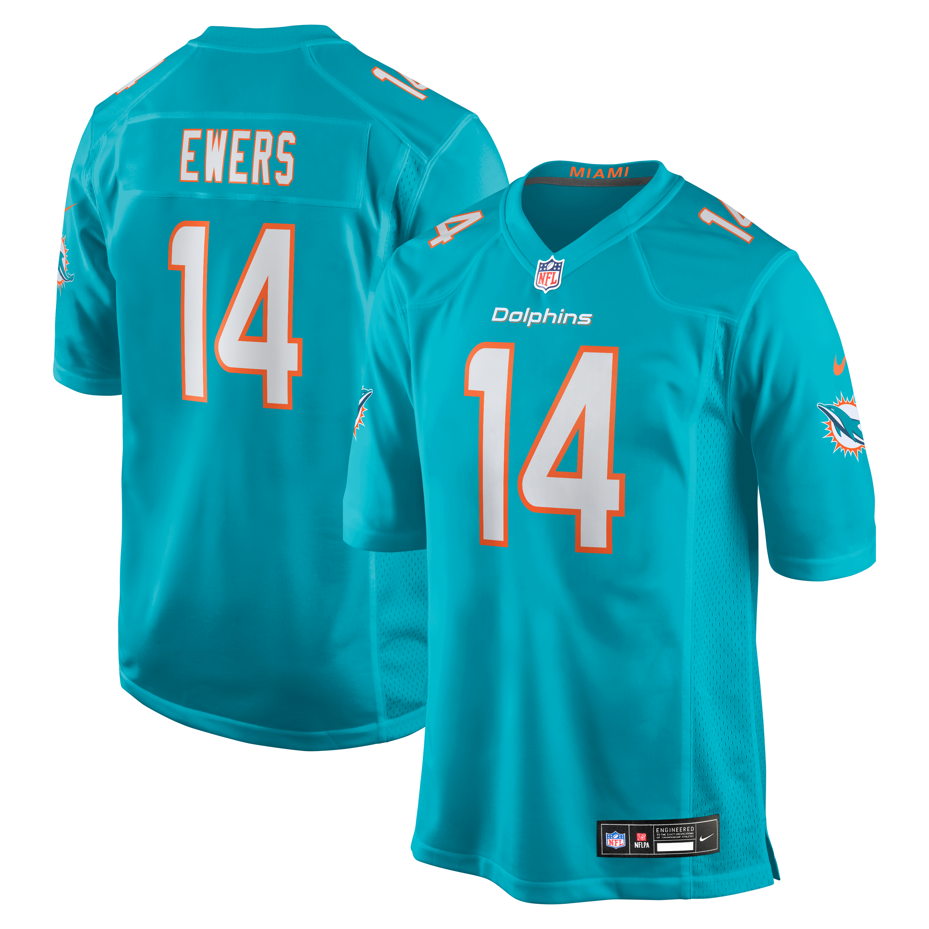 Quinn Ewers Miami Dolphins Team Game Jersey - Aqua
