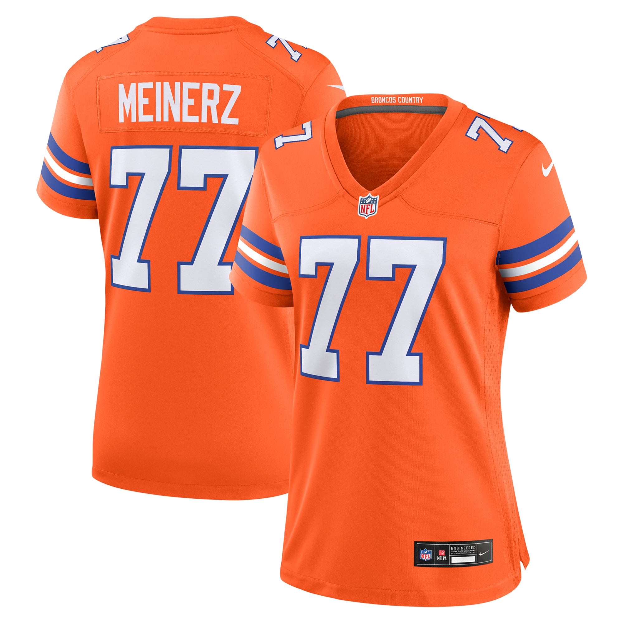 Quinn Meinerz Denver Broncos Women's Mile High Collection 1977 Throwback Player Game Jersey - Orange - Image 2