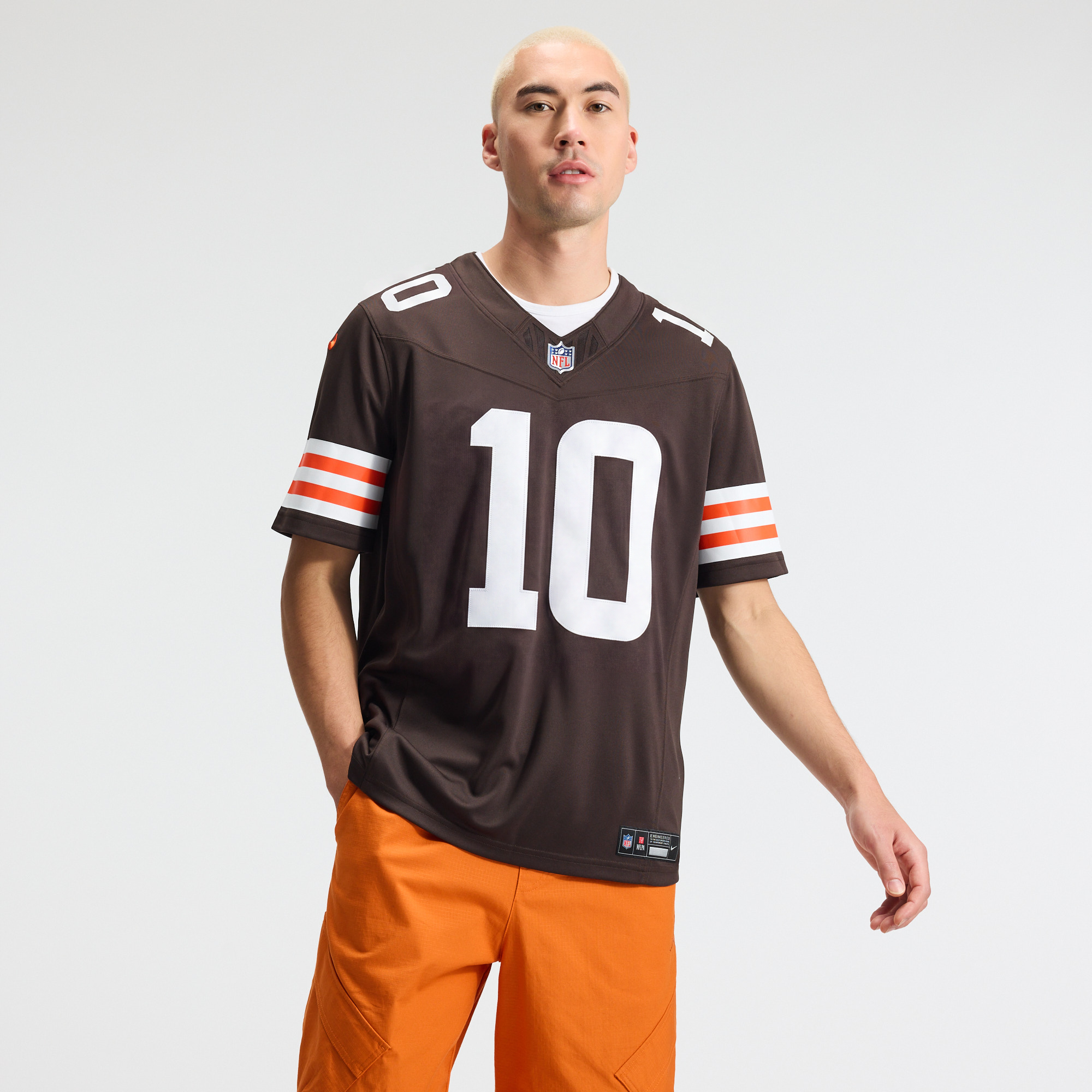 Quinshon Judkins Cleveland Browns Team Vapor F.U.S.E. Stitched Limited Jersey - Brown - Image 3