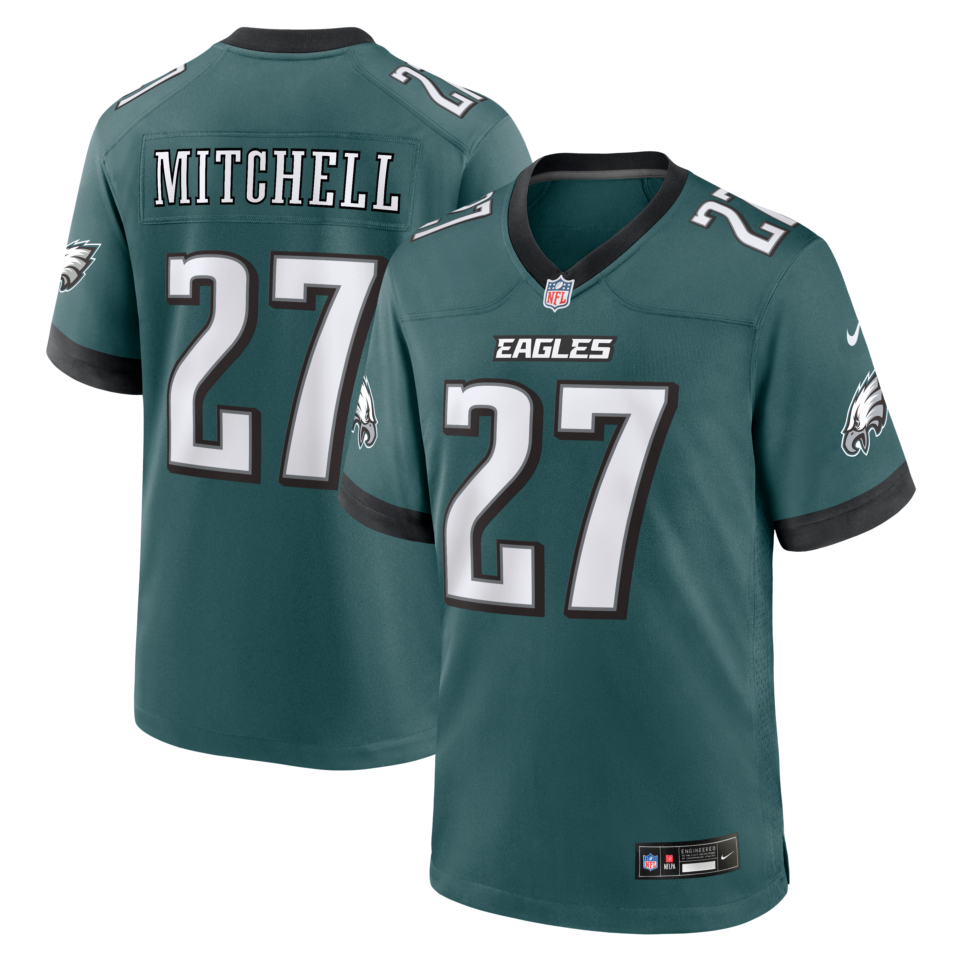 Quinyon Mitchell Philadelphia Eagles Team Game Jersey - Midnight Green - Image 2