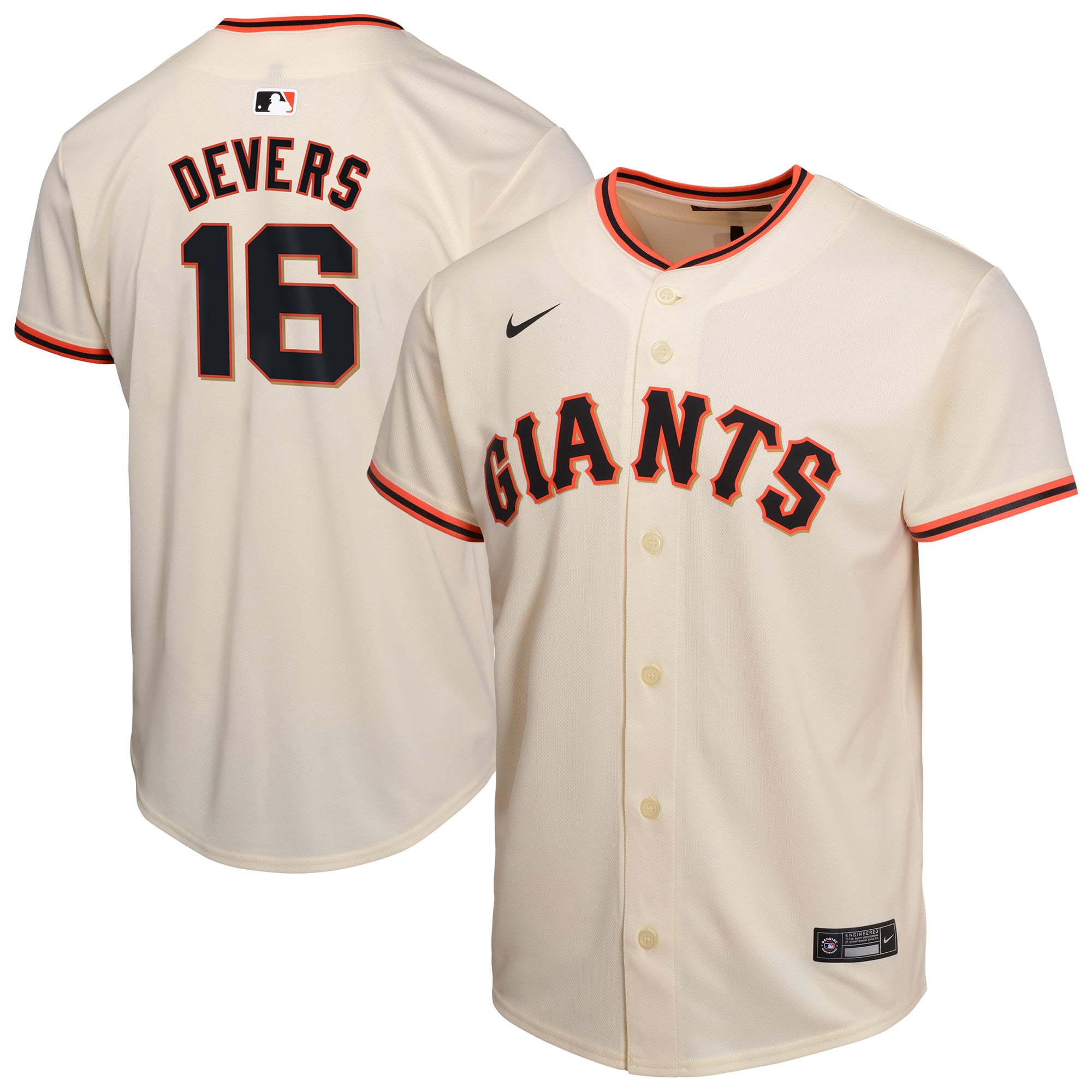 Rafael Devers San Francisco Giants Youth Home Player Game Jersey - Cream - Image 2