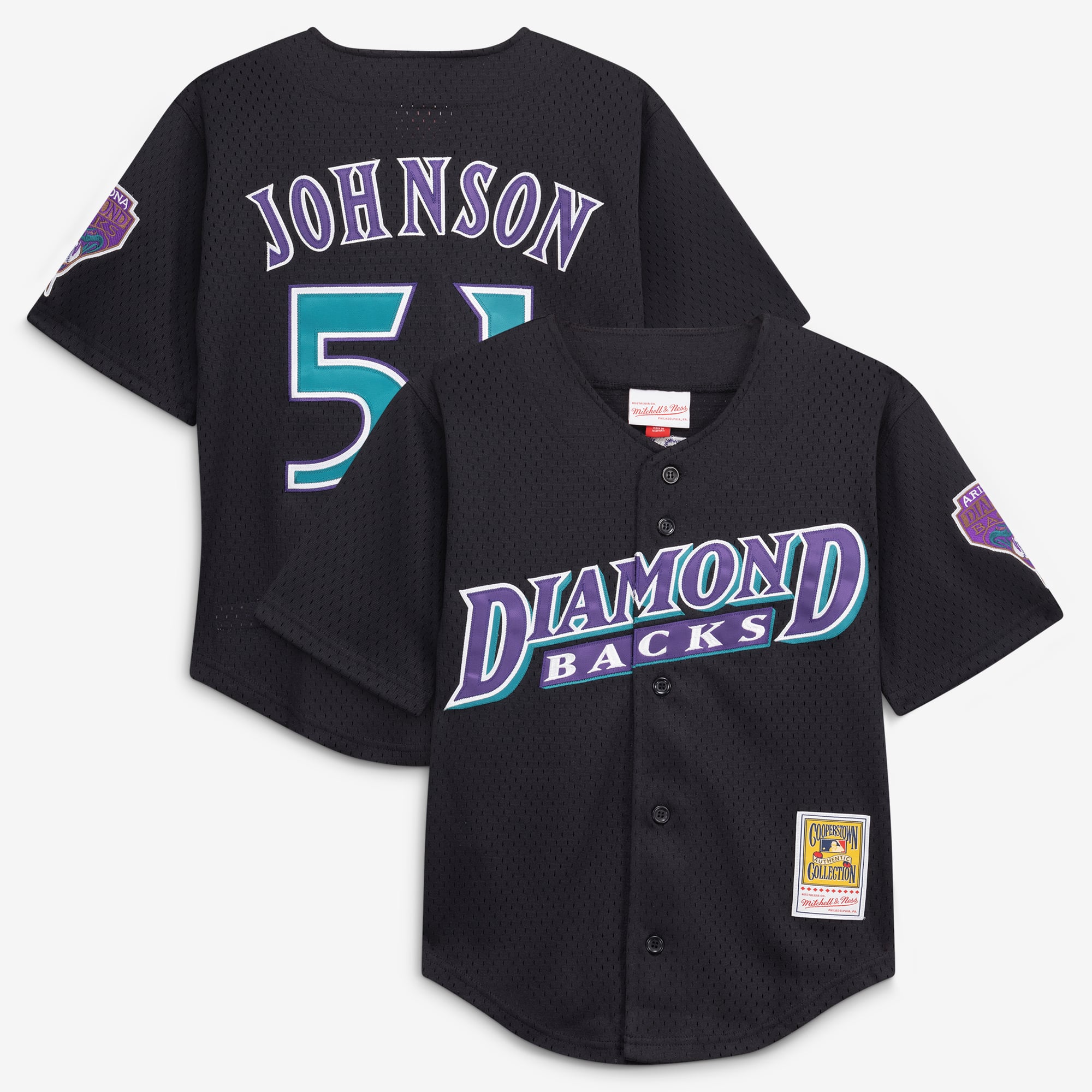 Randy Johnson Arizona Diamondbacks Youth Cooperstown Collection Mesh Batting Practice Jersey - Black - Image 2